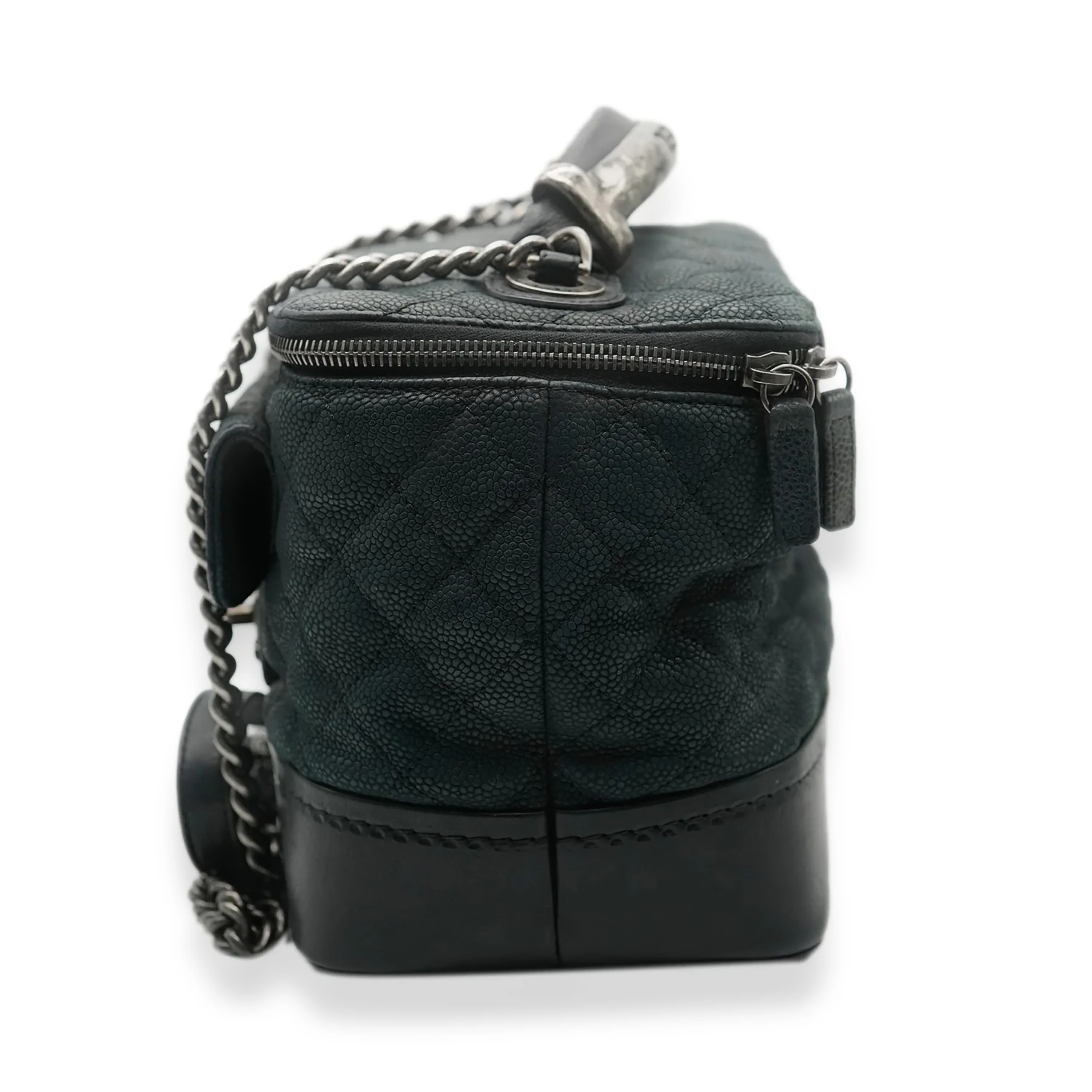 Black Matte Quilted Caviar Globe Trotter Vanity Case - Image 2