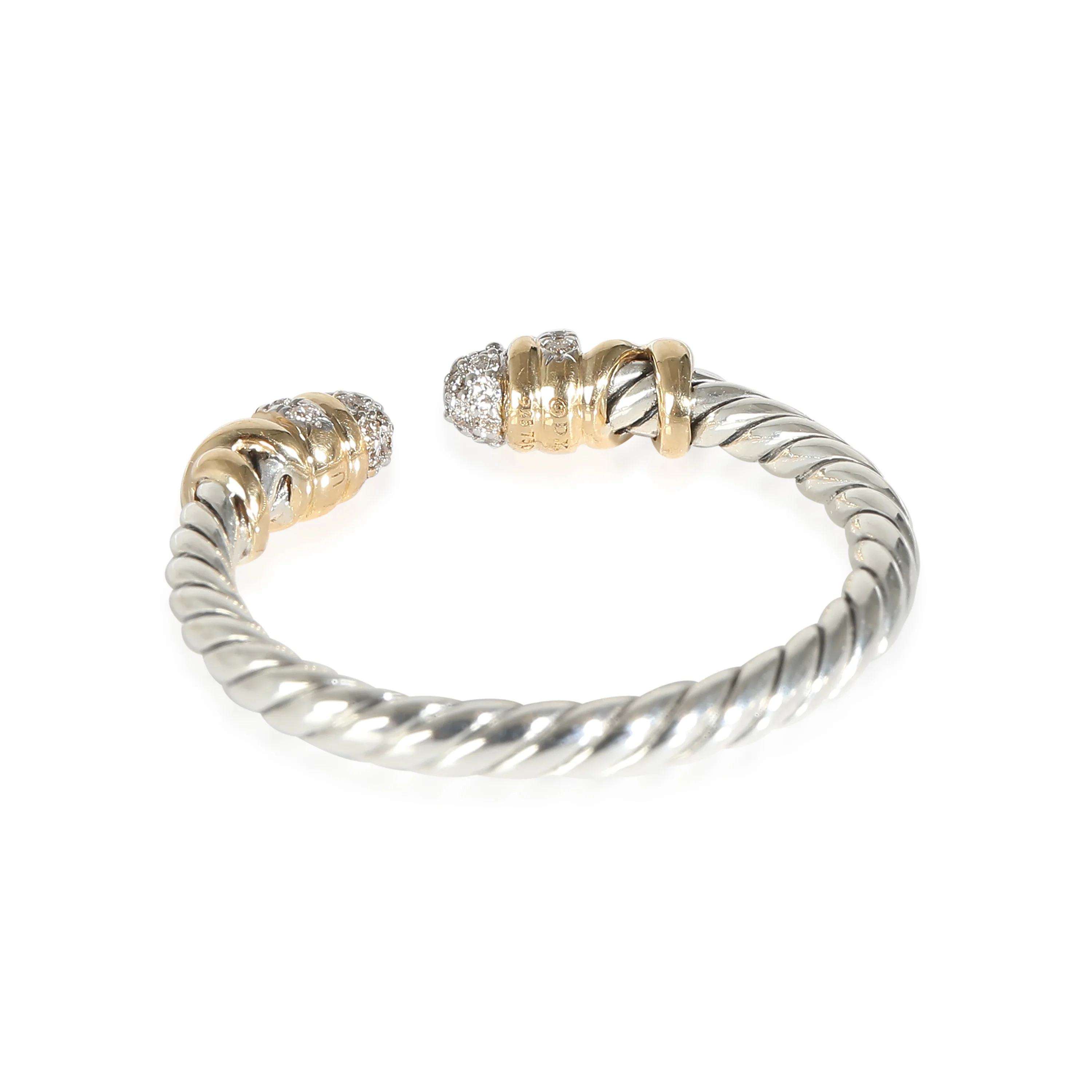 David Yurman Petite Helena Ring in 18k Yellow Gold/Sterling Silver 0.16 CTW - Image 3