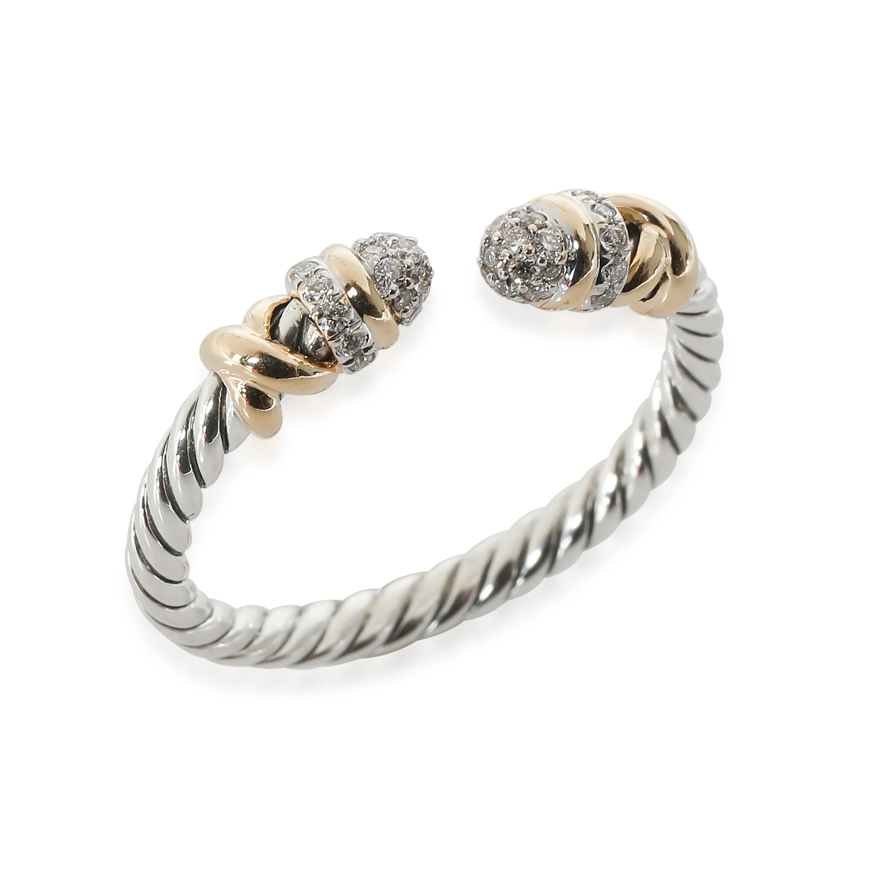 David Yurman Petite Helena Ring in 18k Yellow Gold/Sterling Silver 0.16 CTW - Image 4