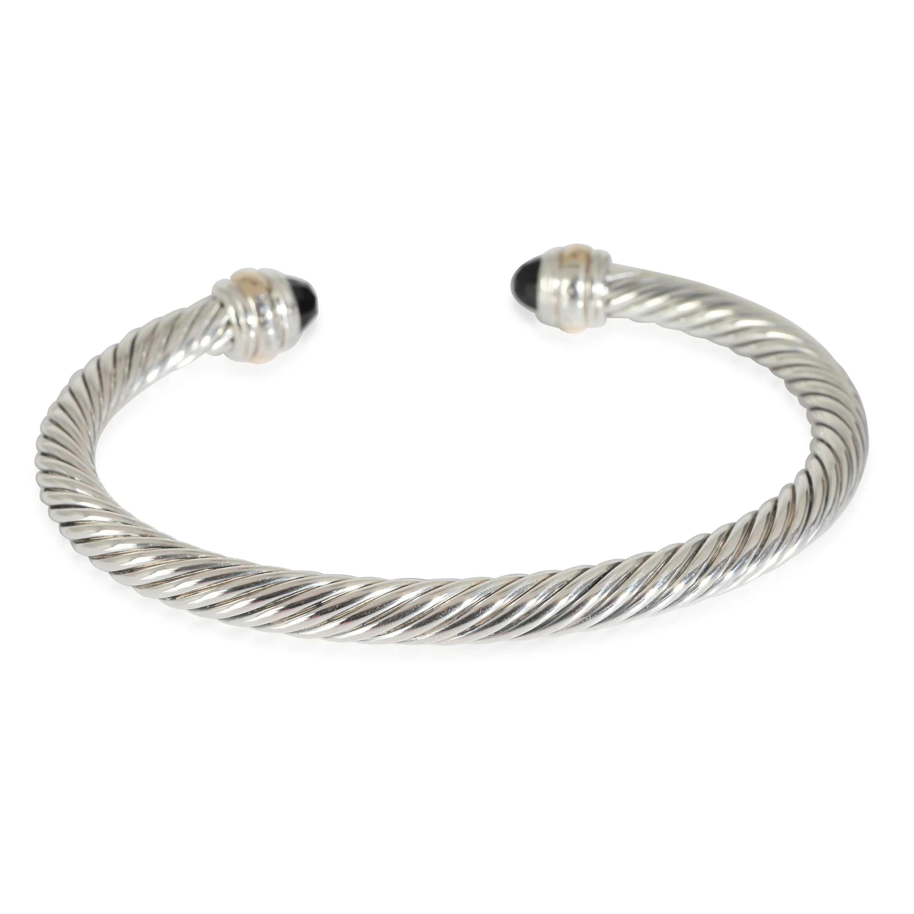 David Yurman Cable Classic Onyx Cuff Bangle in 14k Yellow Gold/Sterling Silver - Image 3
