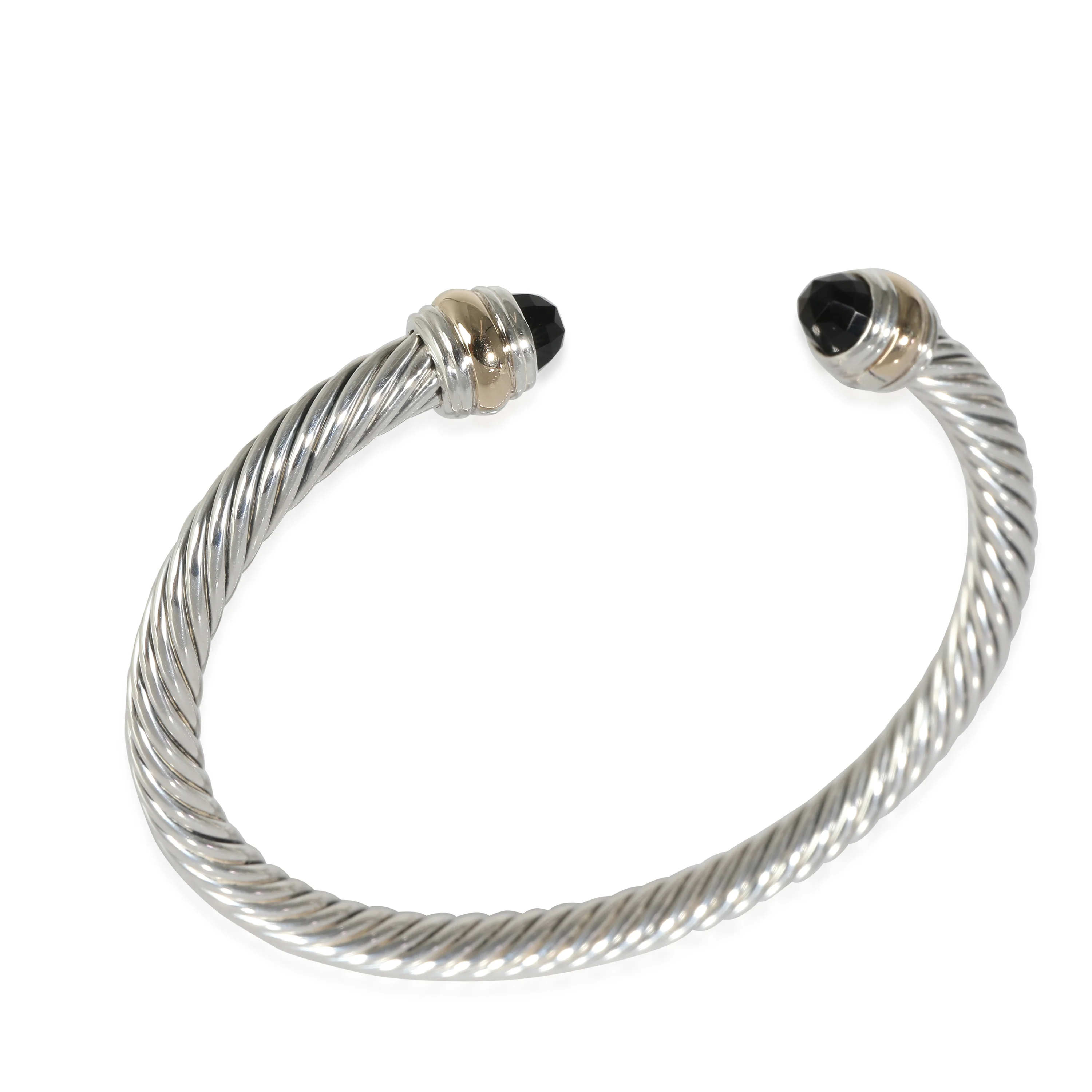 David Yurman Cable Classic Onyx Cuff Bangle in 14k Yellow Gold/Sterling Silver - Image 4
