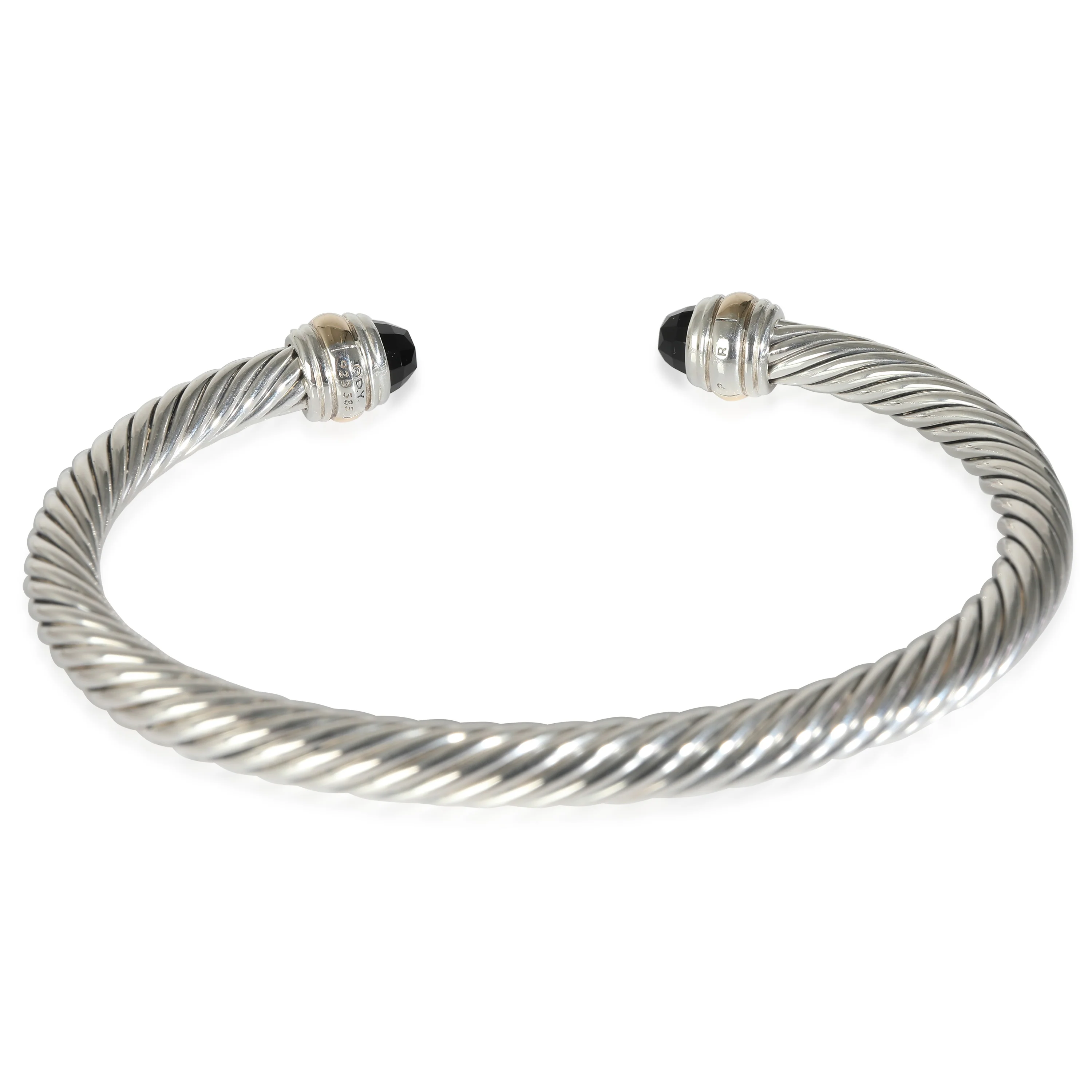 David Yurman Cable Classic Onyx Cuff Bangle in 14k Yellow Gold/Sterling Silver - Image 6