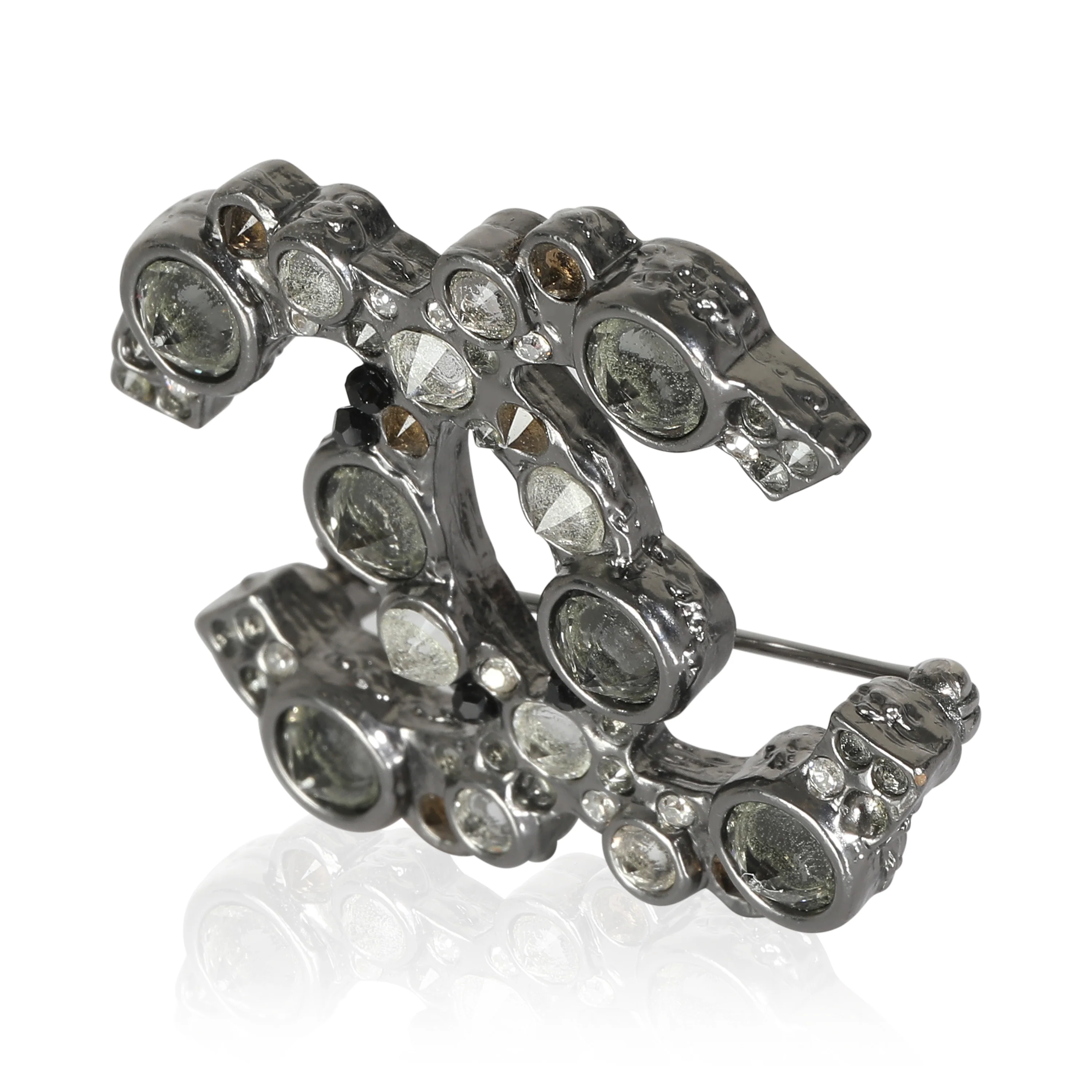 2012 Silver Tone Strass CC Brooch - Image 2