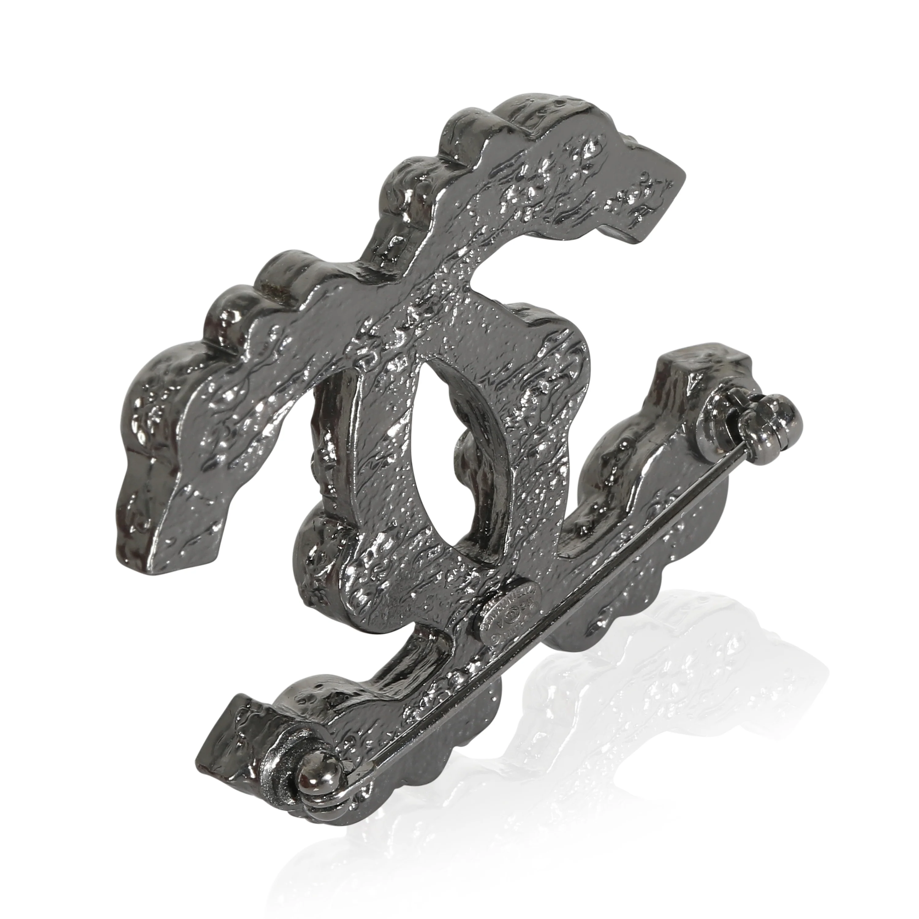 2012 Silver Tone Strass CC Brooch - Image 3