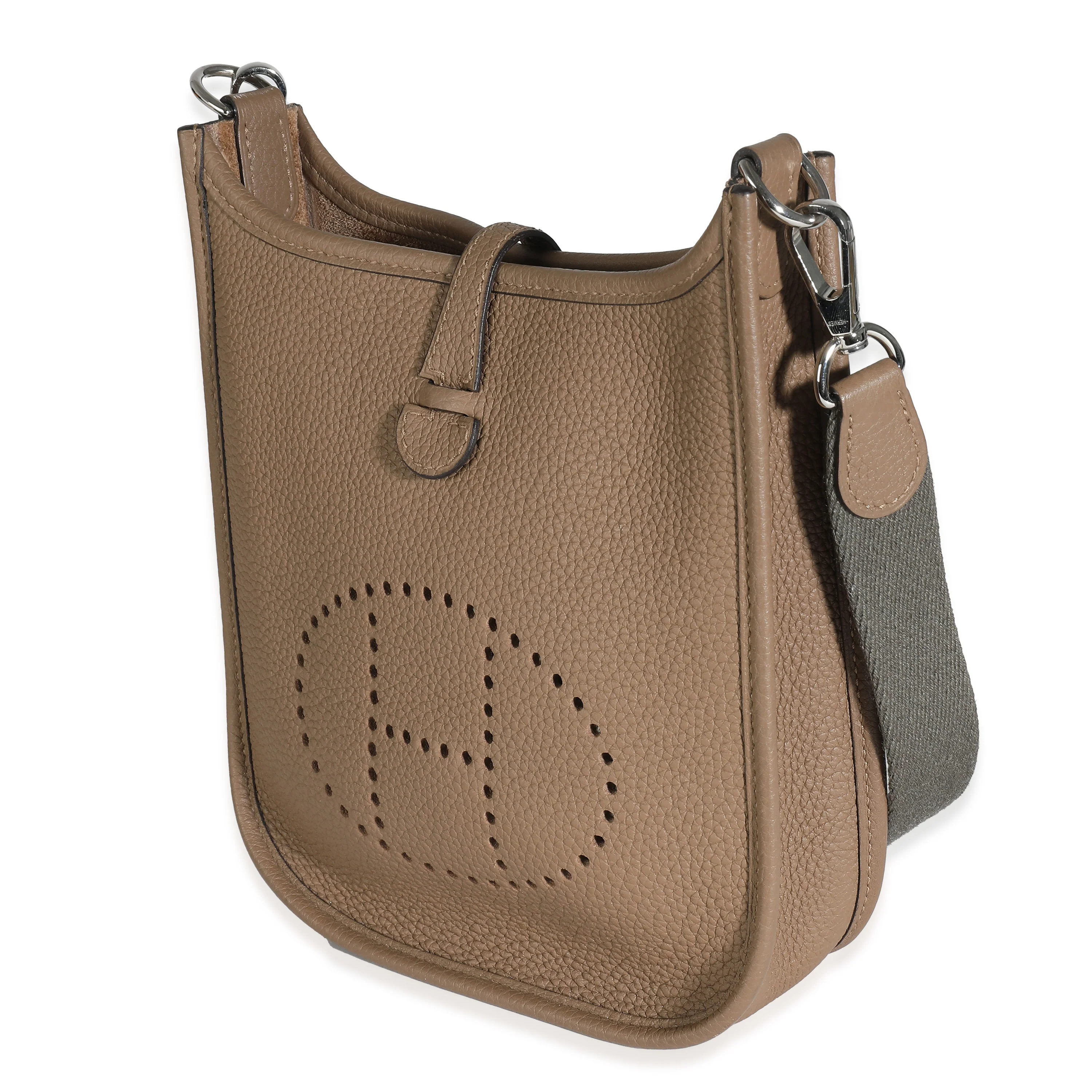 Hermès Gris Etain Beige De Weimar Maurice Mini Evelyne TPM 16 PHW - Image 2