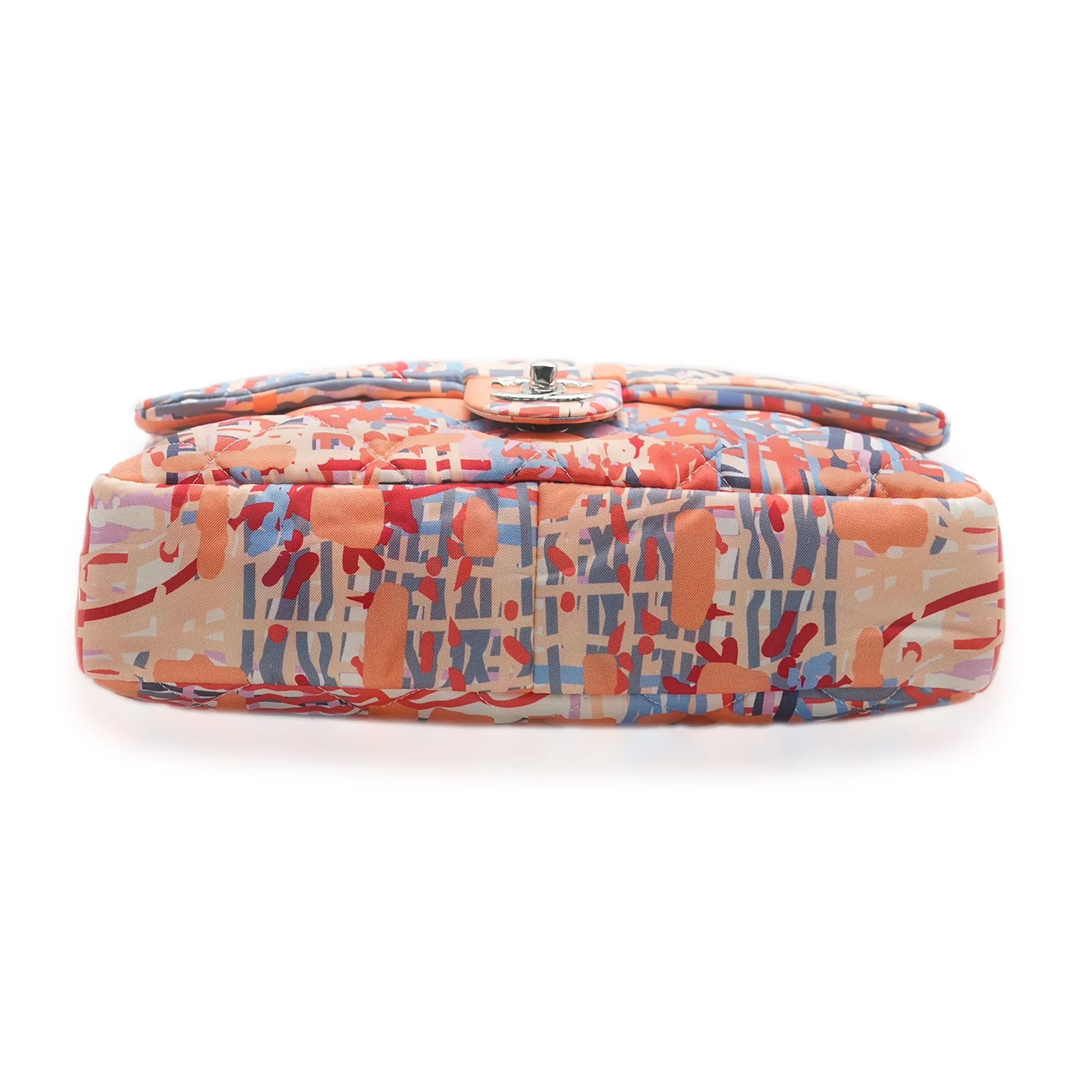Chanel Orange Foulard Fabric Quilted Printed Large Flap - Image 5