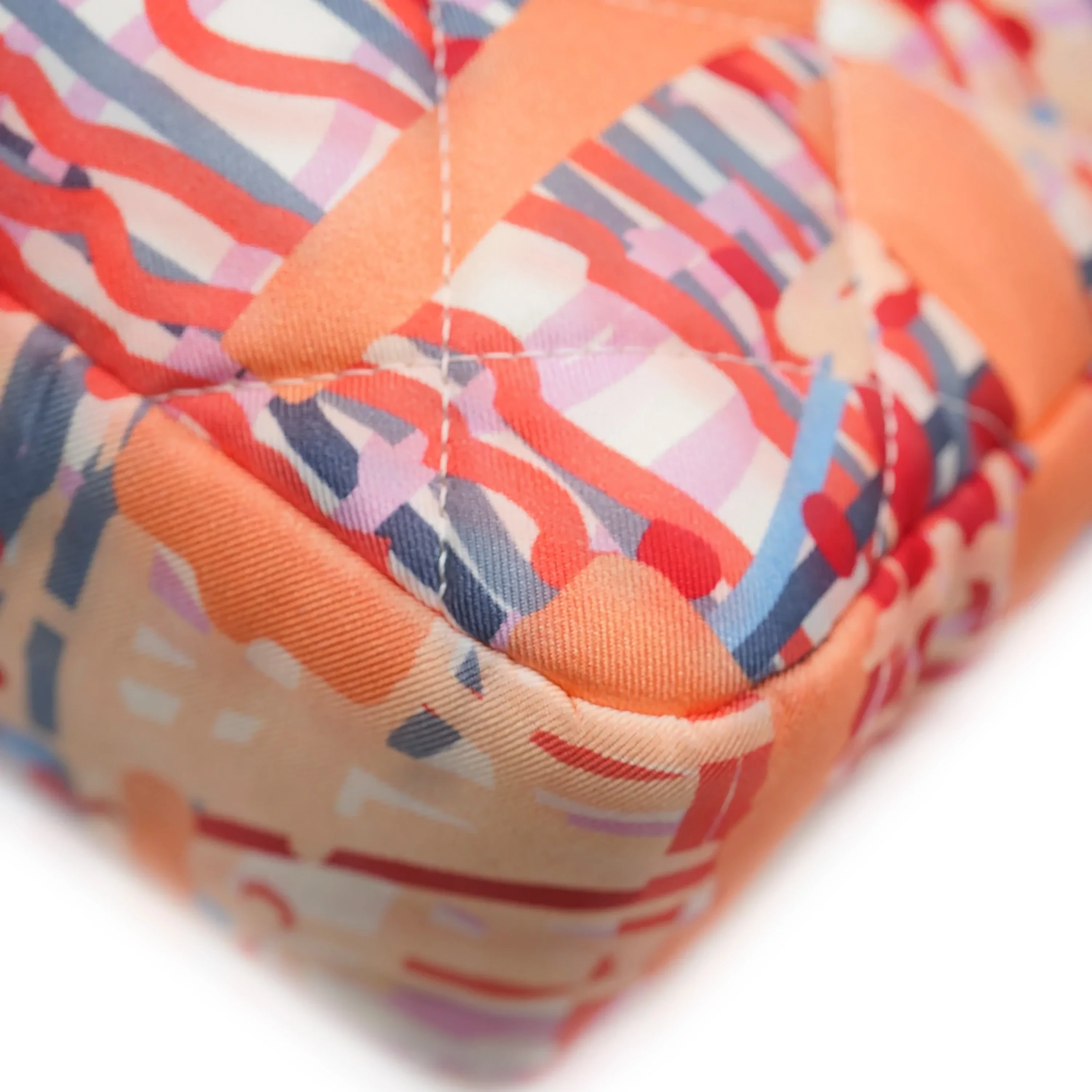 Chanel Orange Foulard Fabric Quilted Printed Large Flap - Image 7