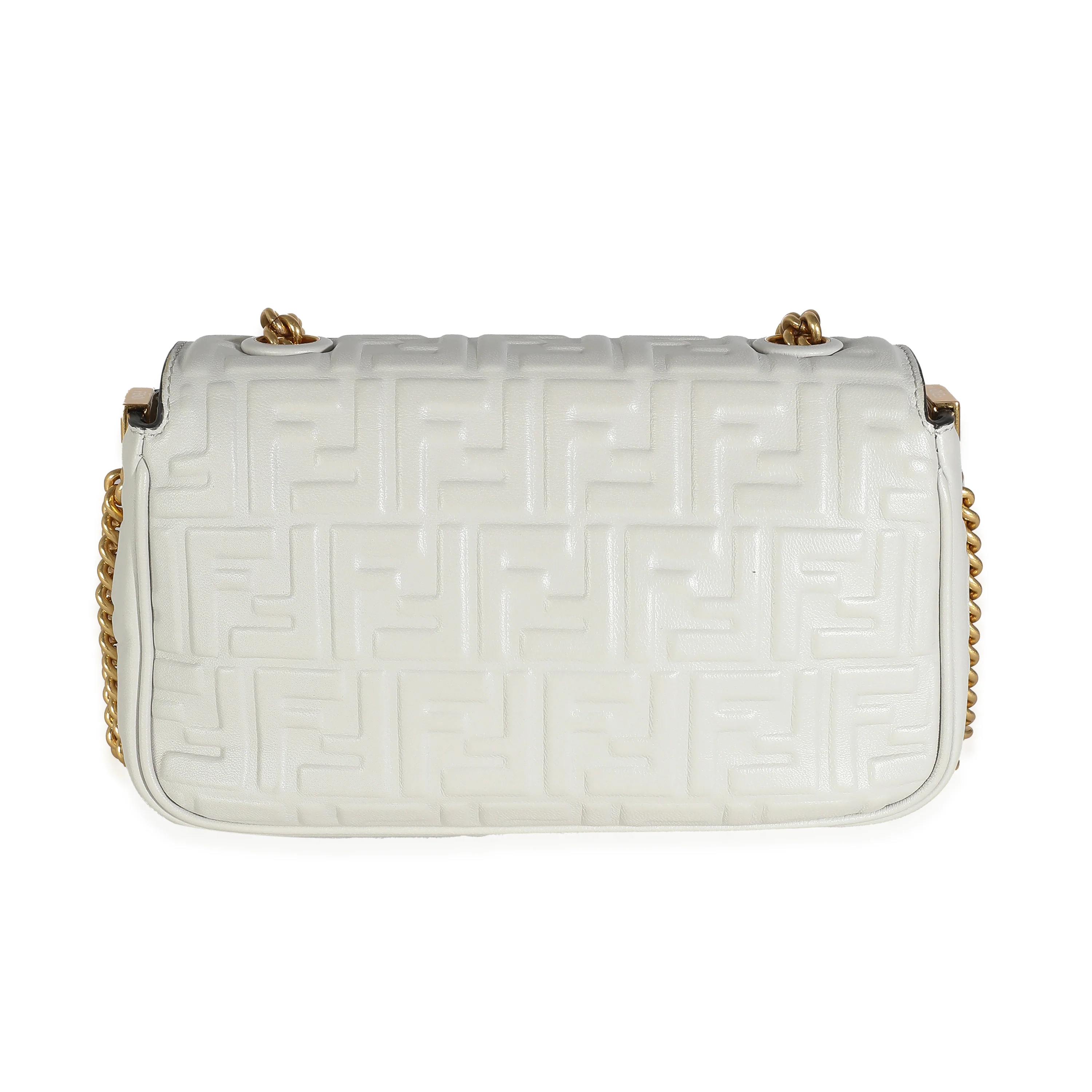 Fendi Ghiaia Nappa Small FF Embossed Midi Chain Baguette - Image 3