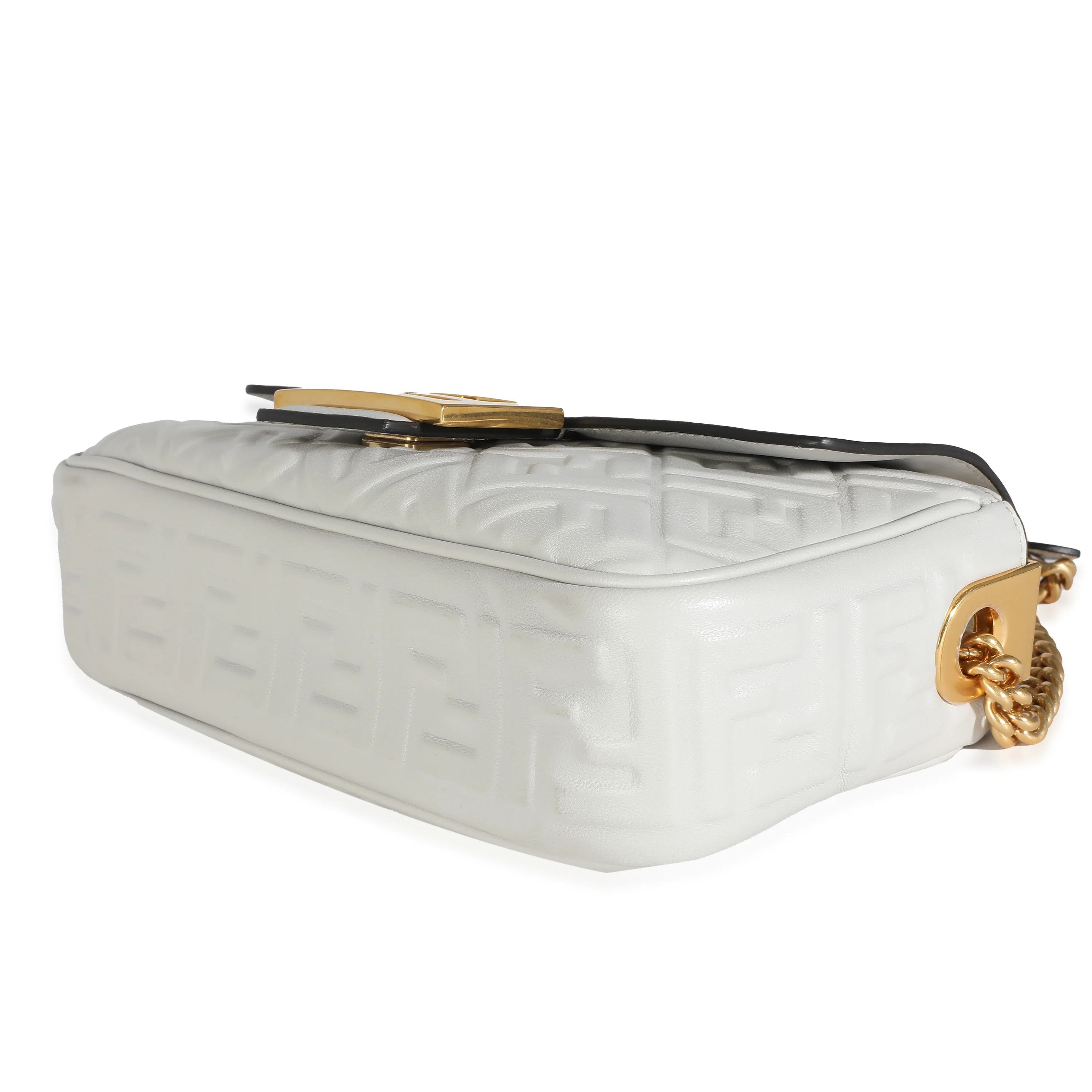 Fendi Ghiaia Nappa Small FF Embossed Midi Chain Baguette - Image 4