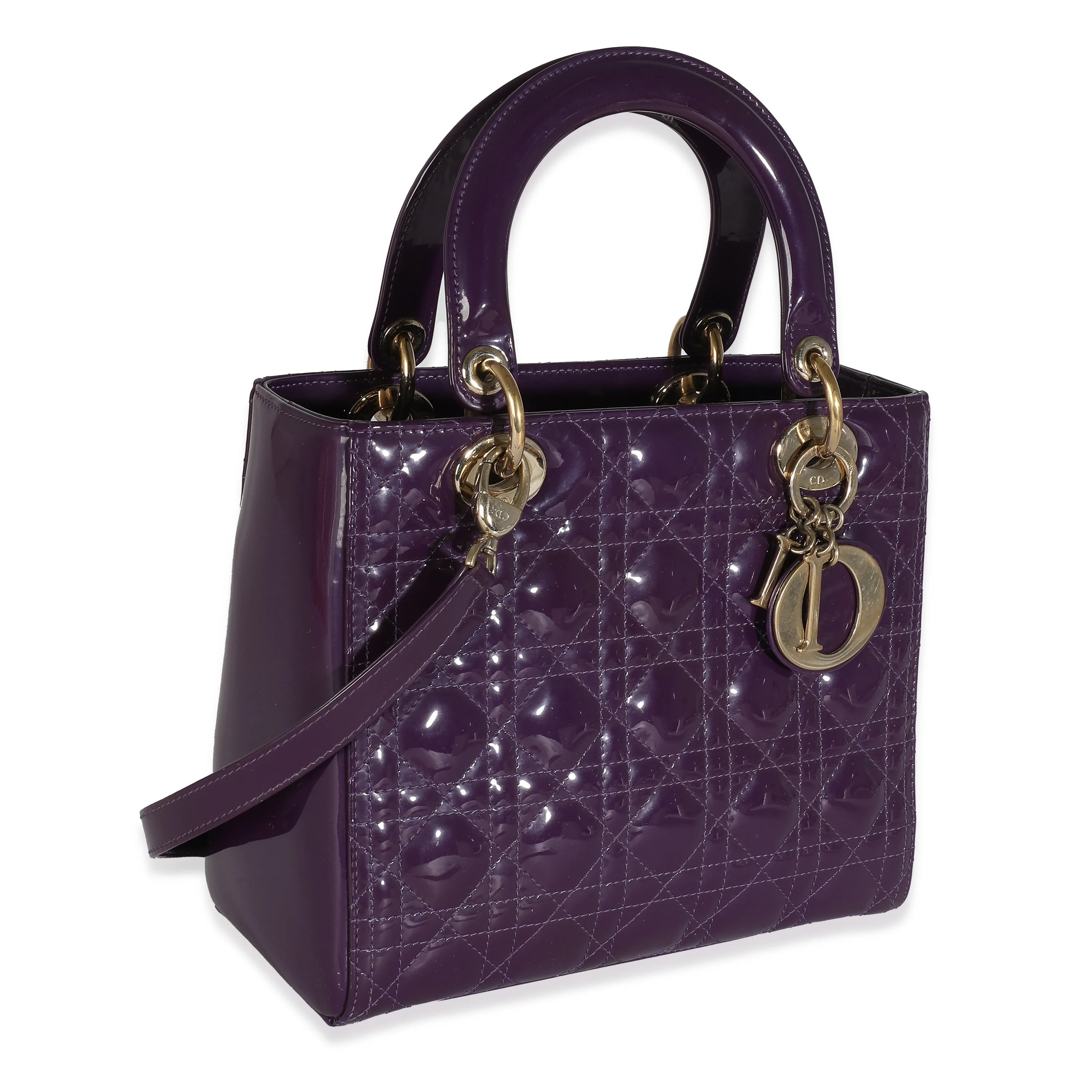 Purple Cannage Patent Medium Lady Dior - Image 3