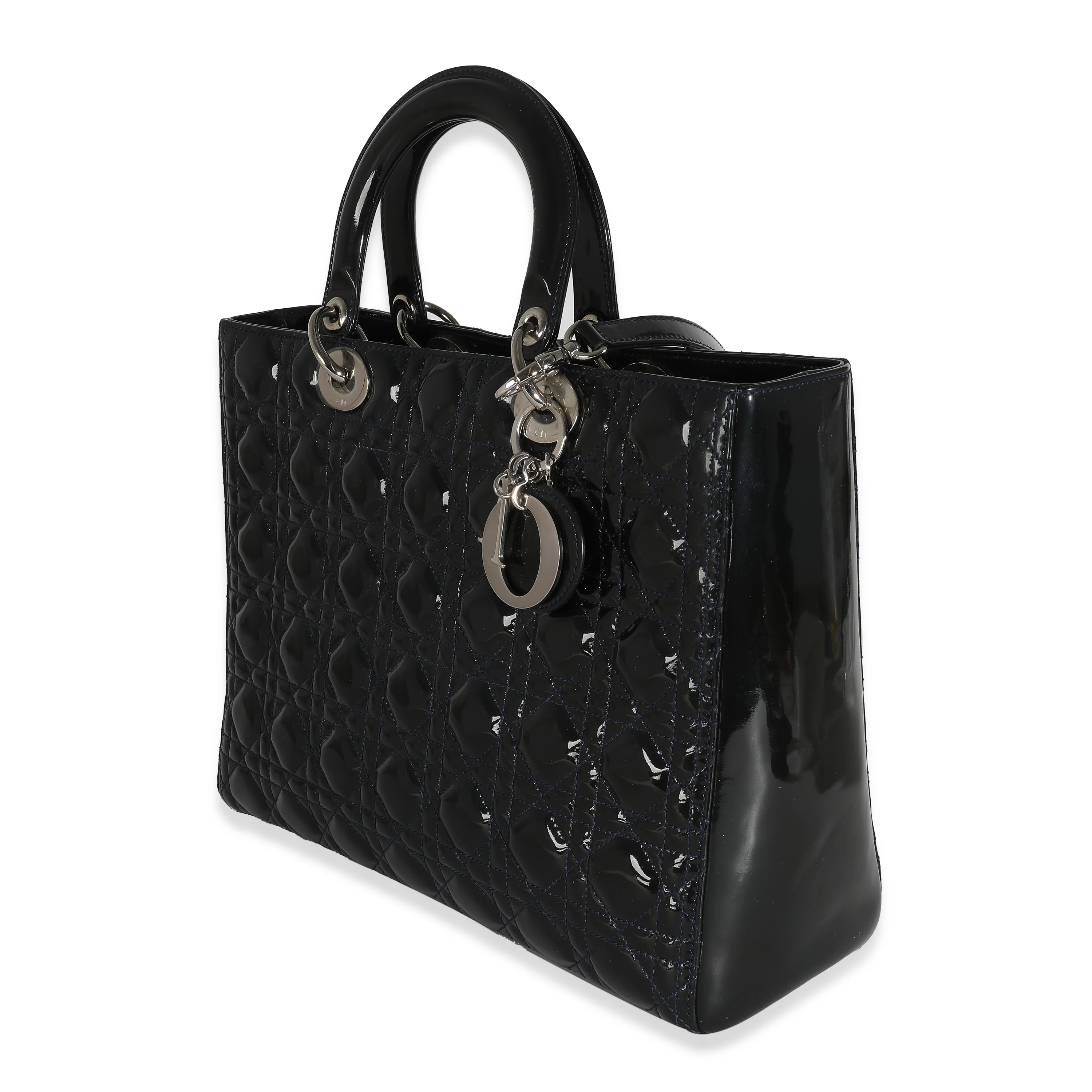 Navy Patent Cannage Large Lady Dior - Image 2