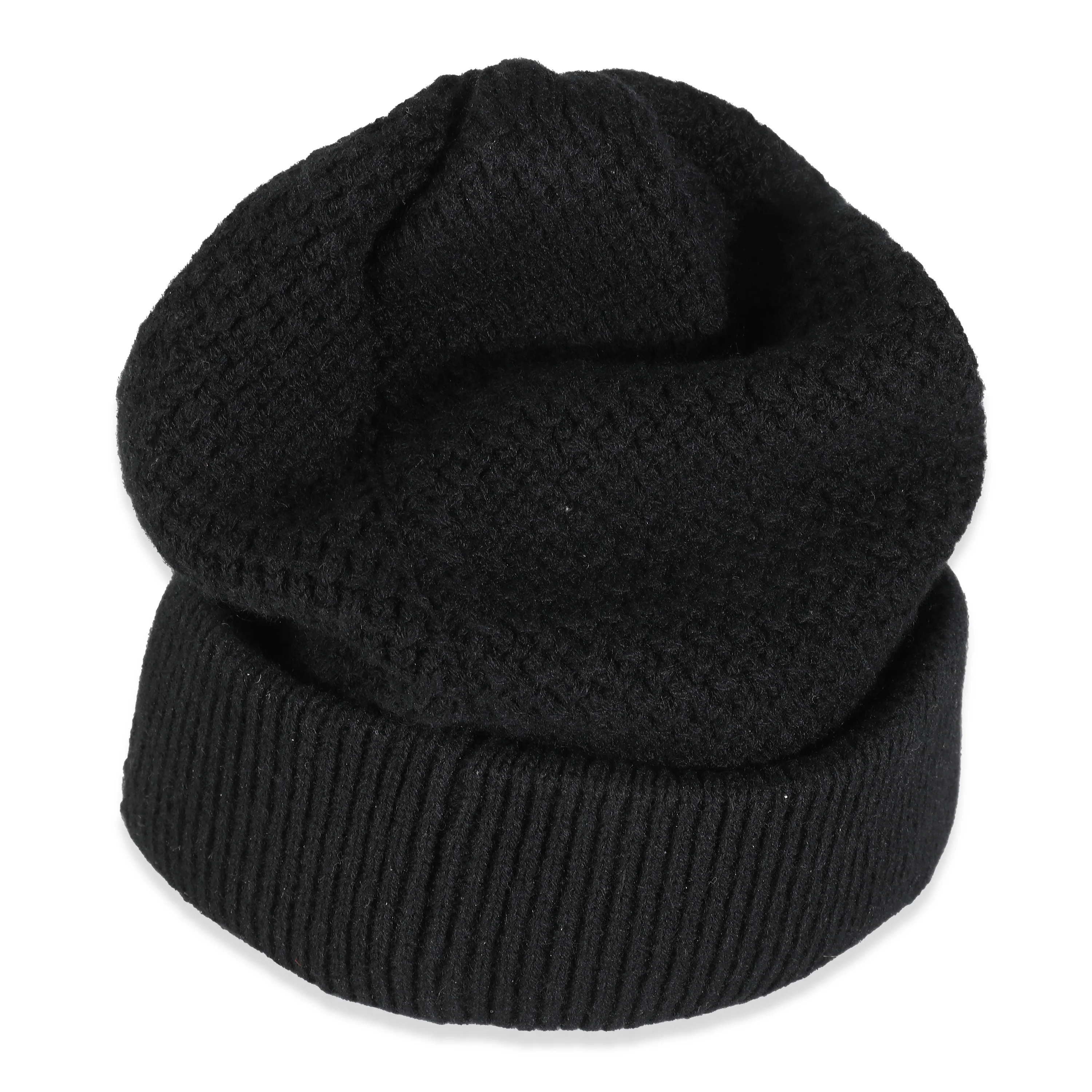 Black Cashmere CC Logo Beanie - Image 3