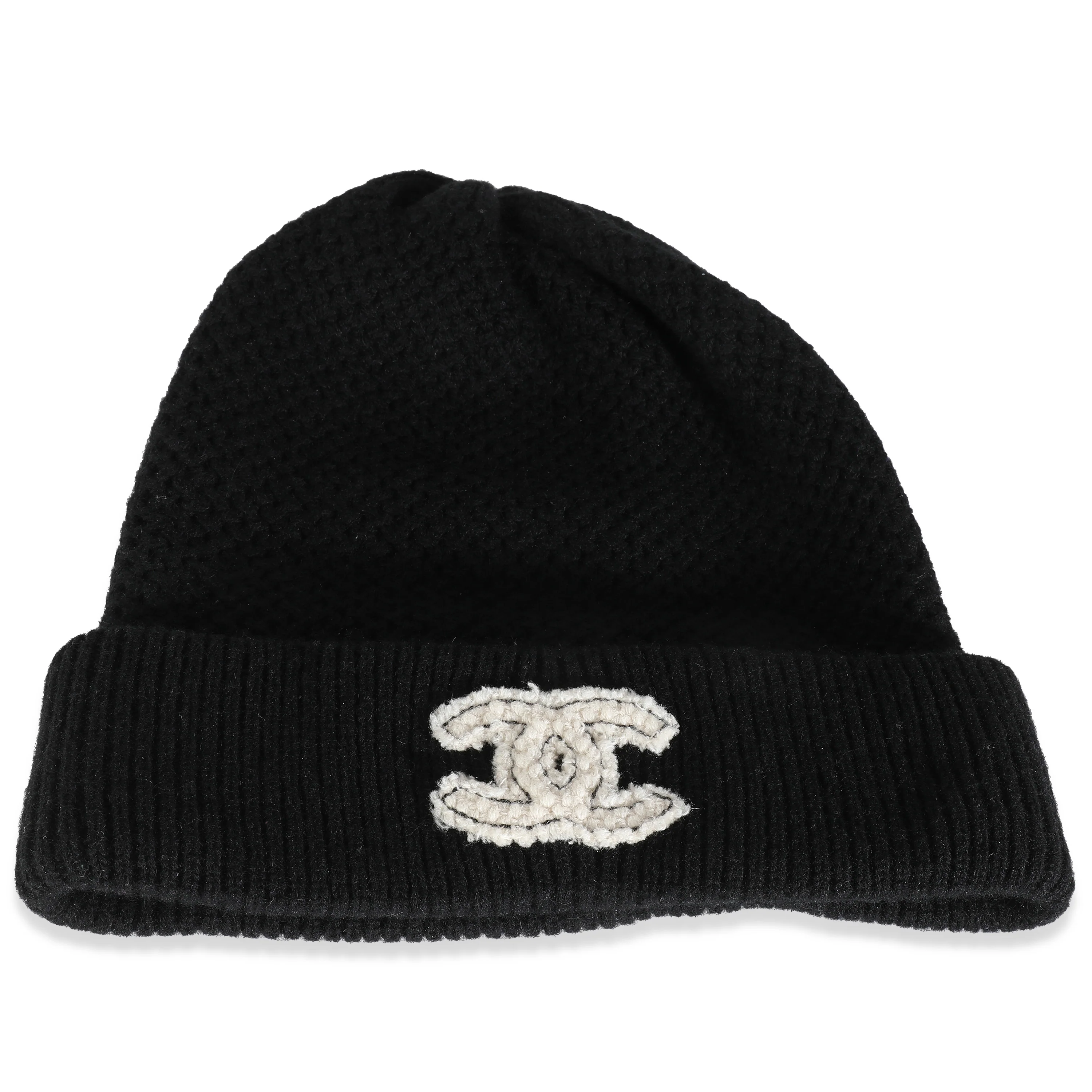 Black Cashmere CC Logo Beanie - Image 4