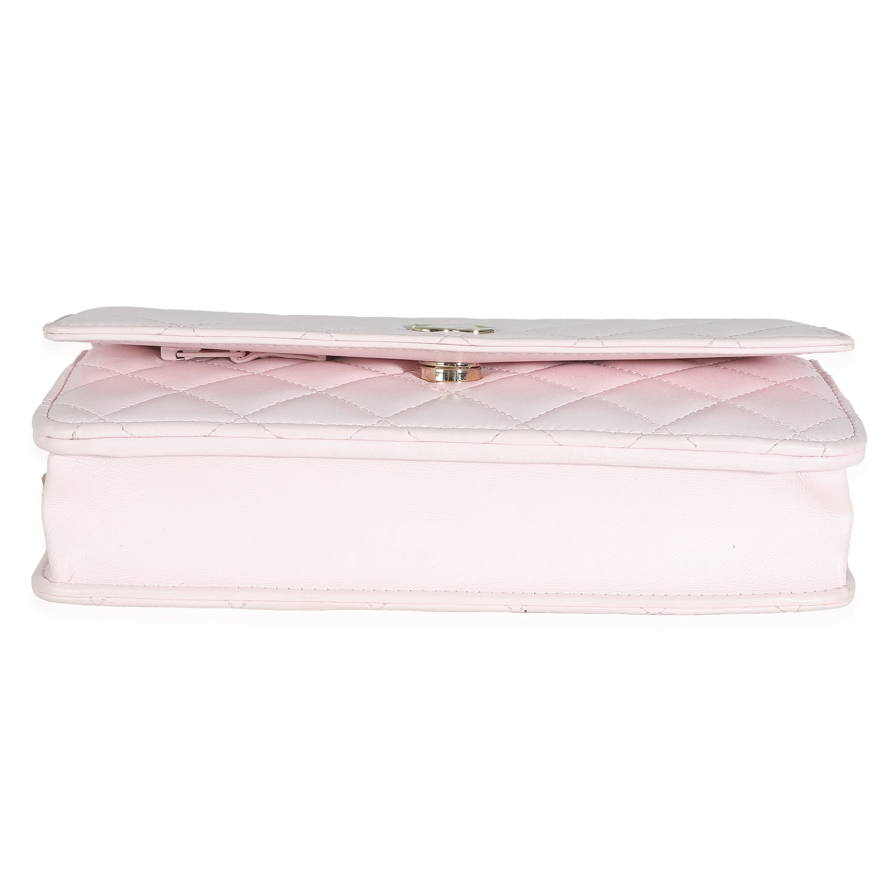 Pink Quilted Lambskin Pearl Wallet On Chain - Image 5