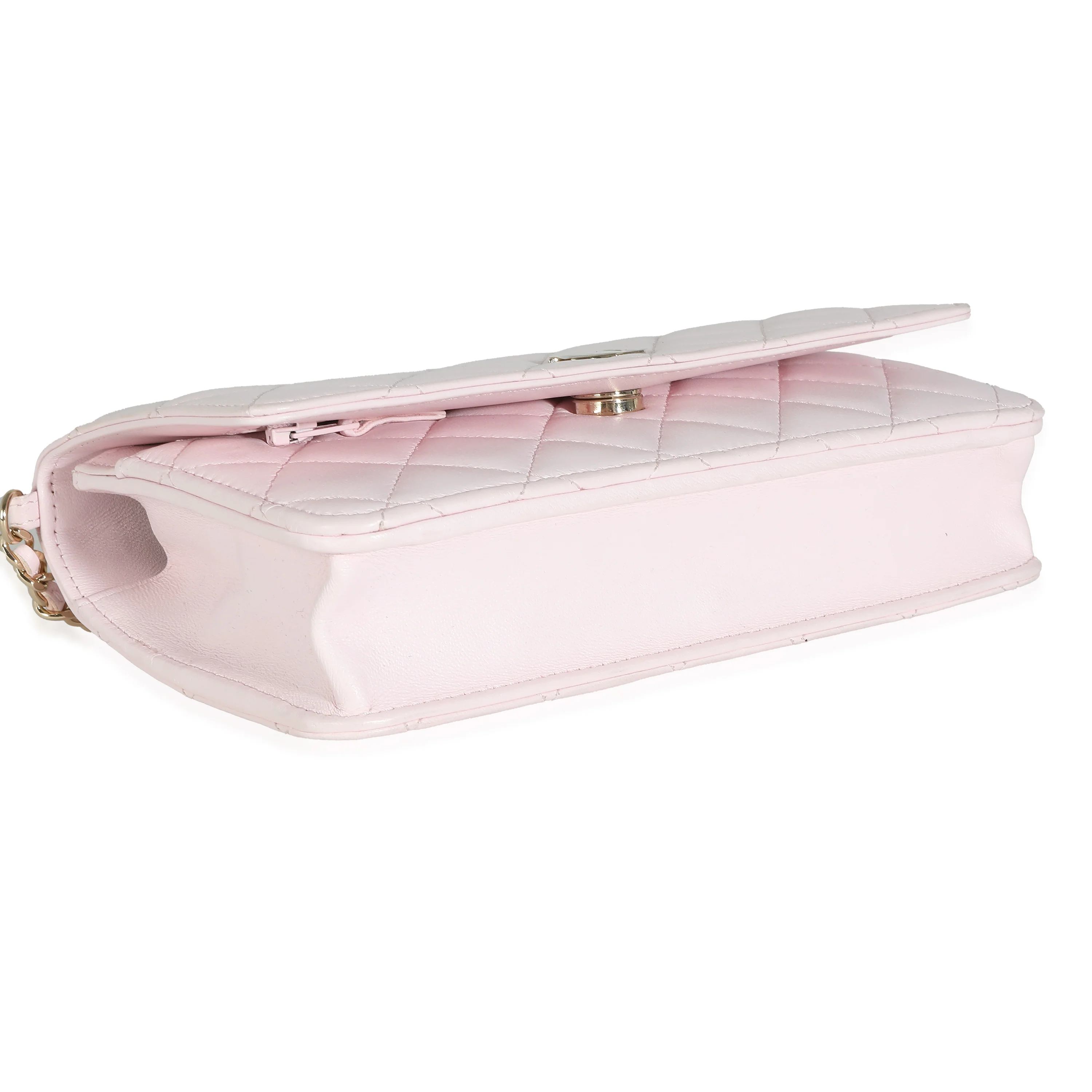 Pink Quilted Lambskin Pearl Wallet On Chain - Image 7