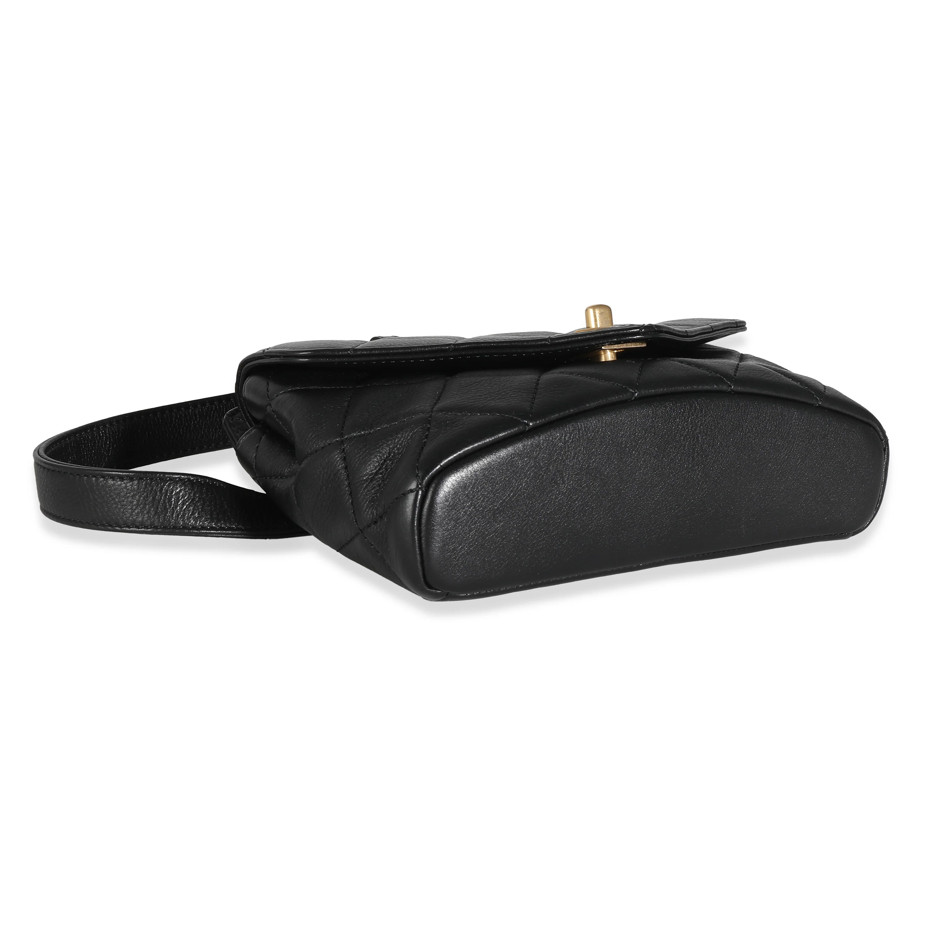 Black Quilted Calfskin Carry With Chic Flap Waist Bag - Image 4