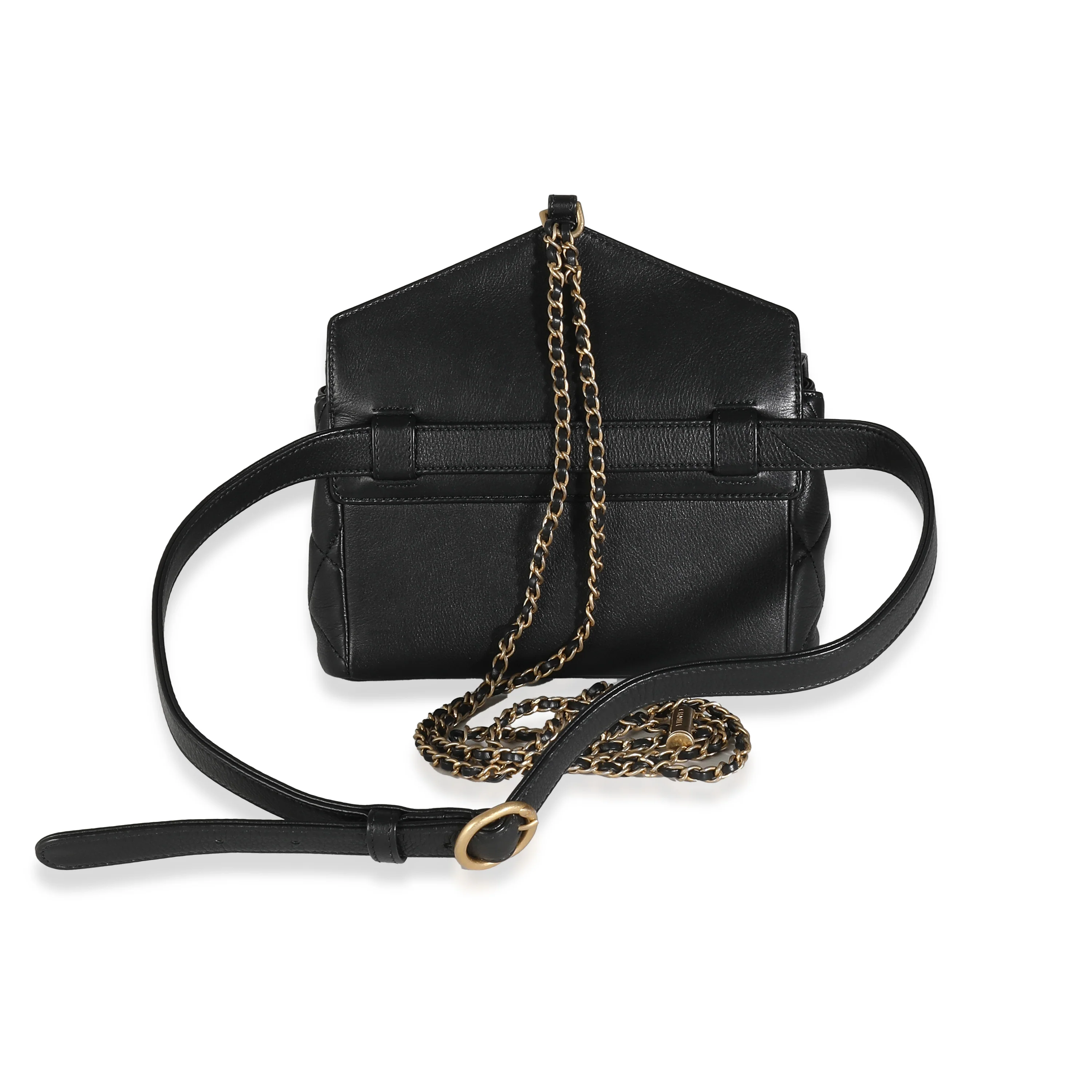 Black Quilted Calfskin Carry With Chic Flap Waist Bag - Image 5