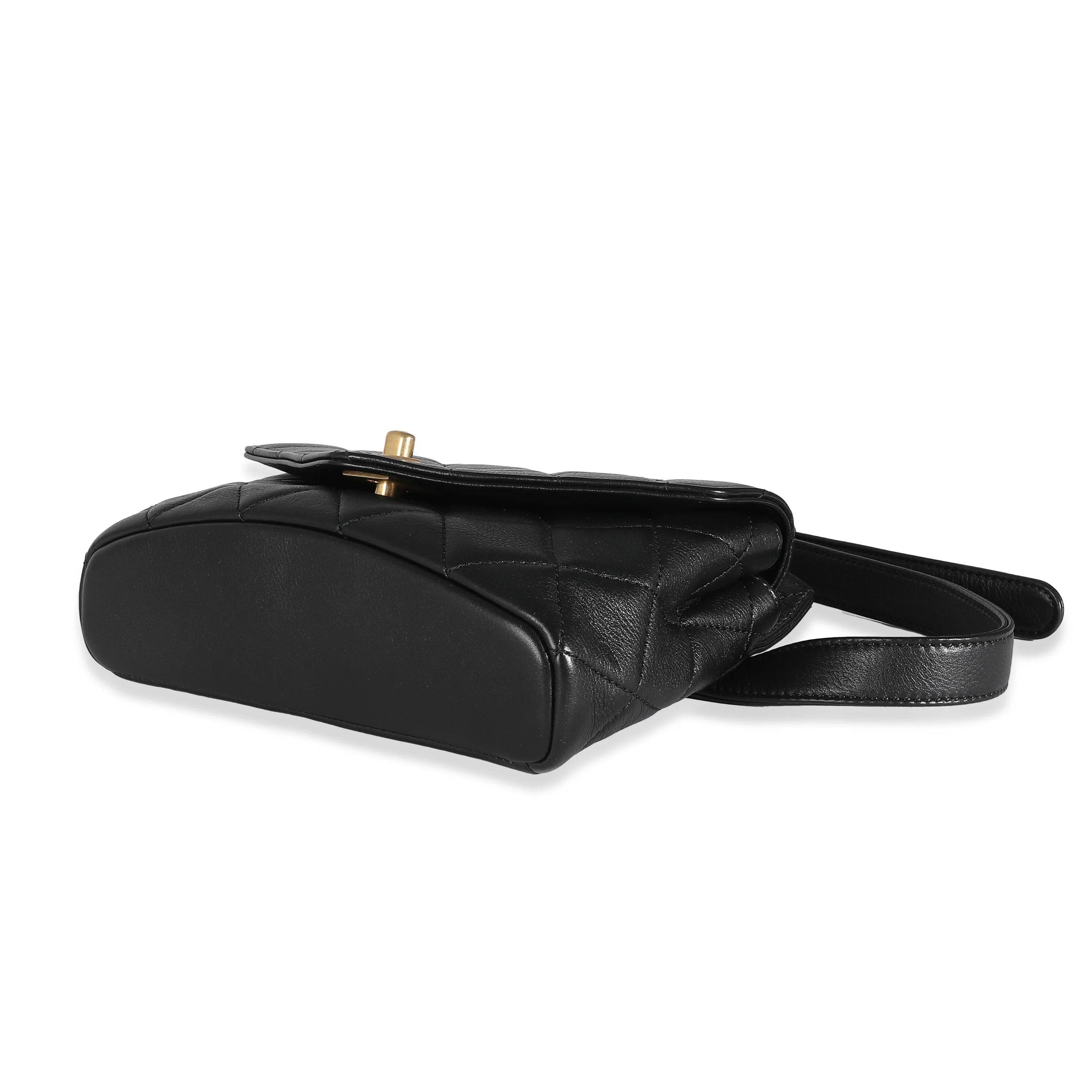 Black Quilted Calfskin Carry With Chic Flap Waist Bag - Image 6