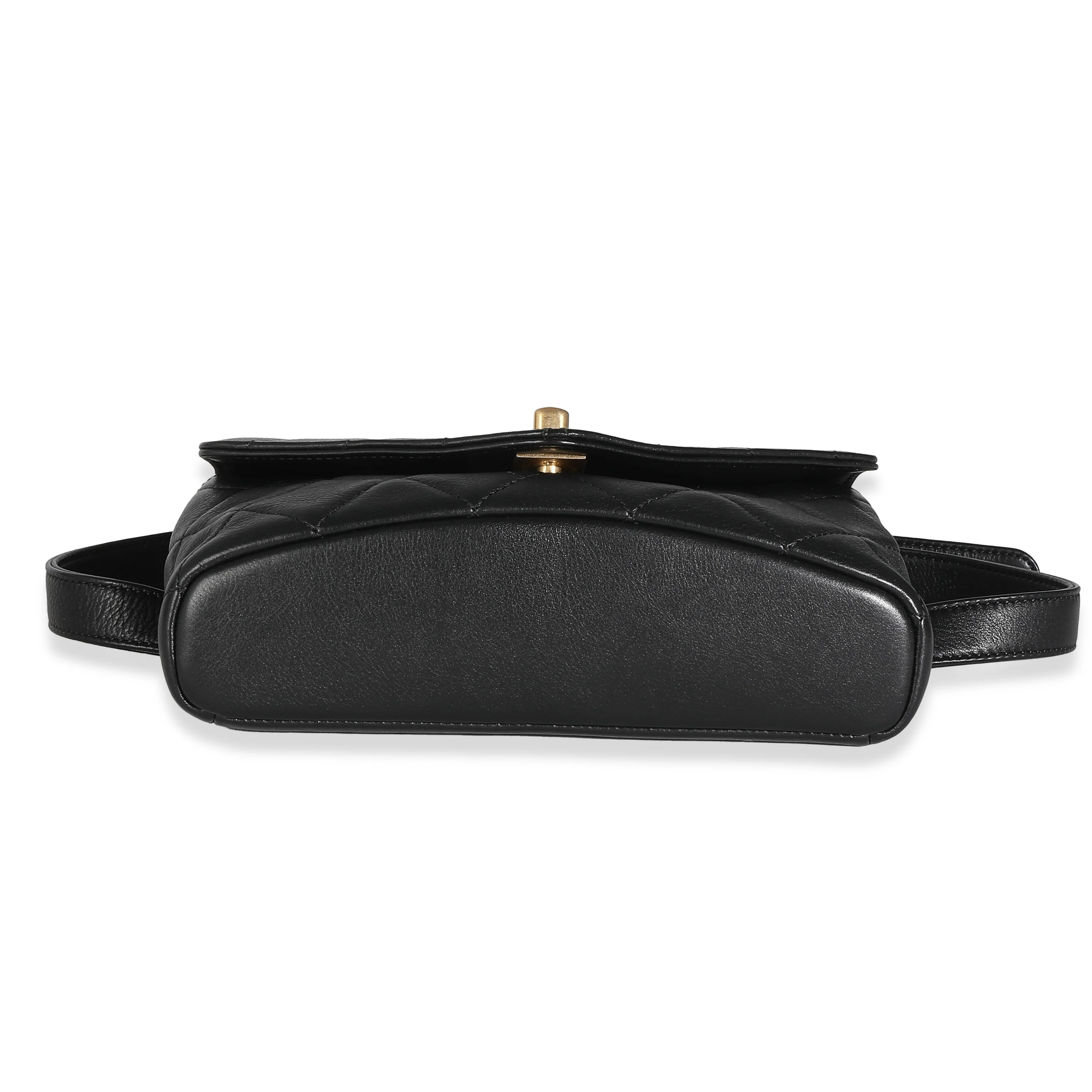 Black Quilted Calfskin Carry With Chic Flap Waist Bag - Image 7