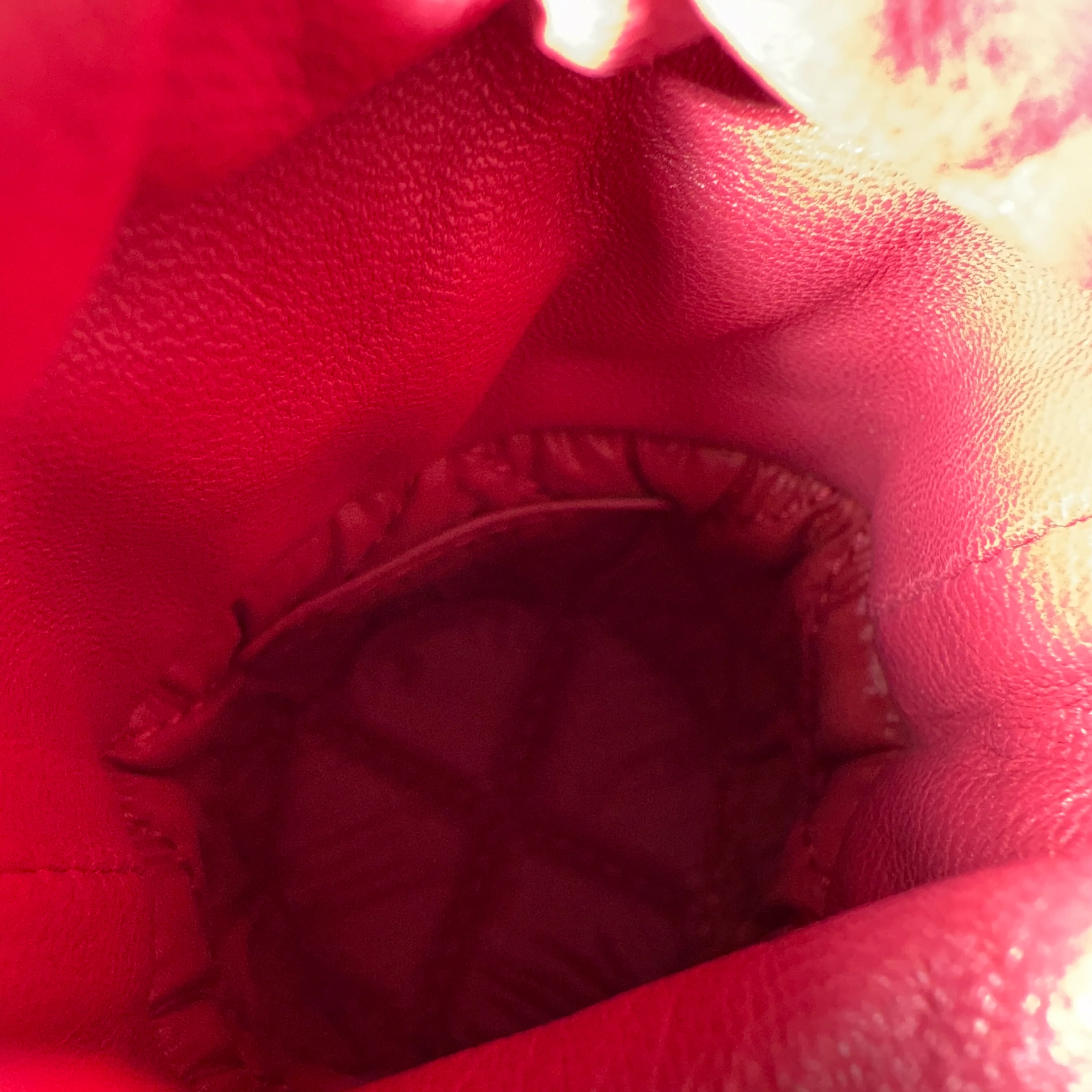 Dark Pink Quilted Lambskin Micro Drawstring Bucket - Image 7