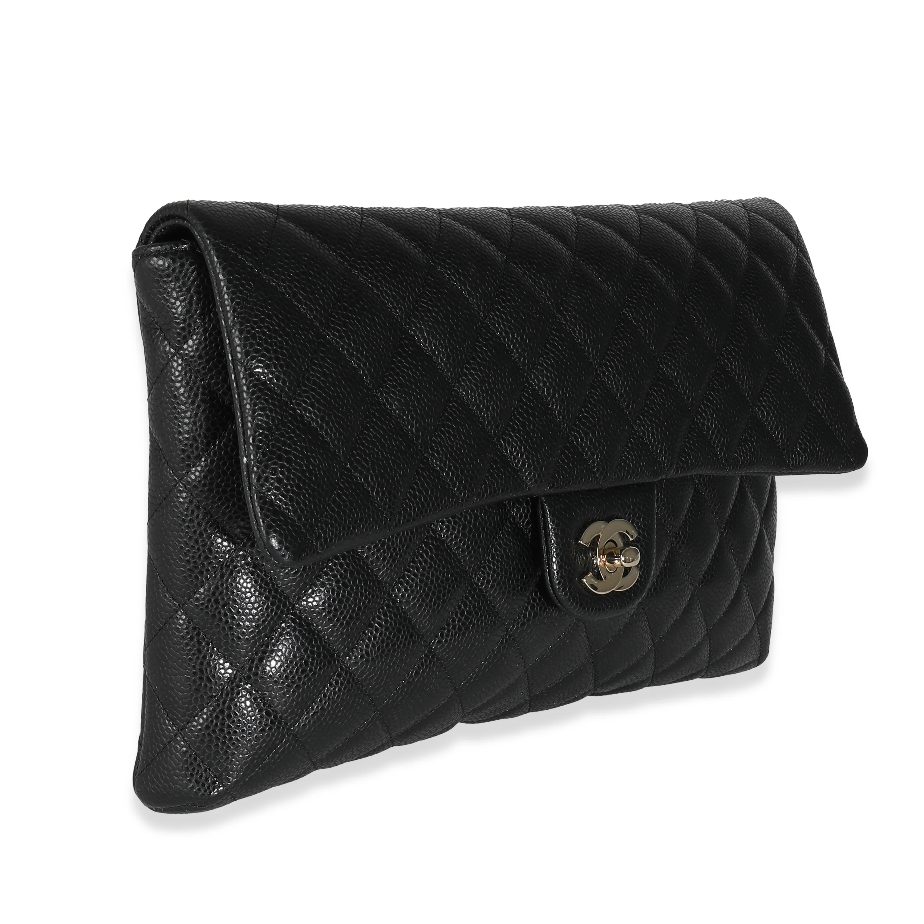Chanel 18S Black Quilted Caviar Timeless Flap Clutch - Image 3