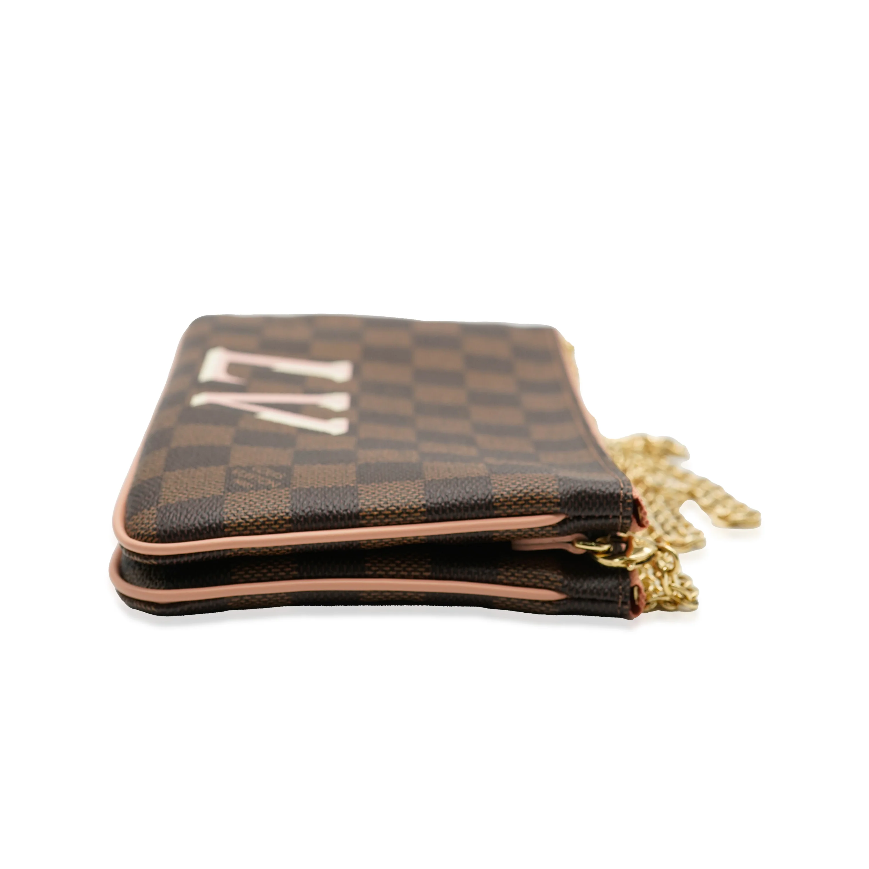 Louis Vuitton Pink Damier Ebene Canvas Double Zip Pochette - Image 2
