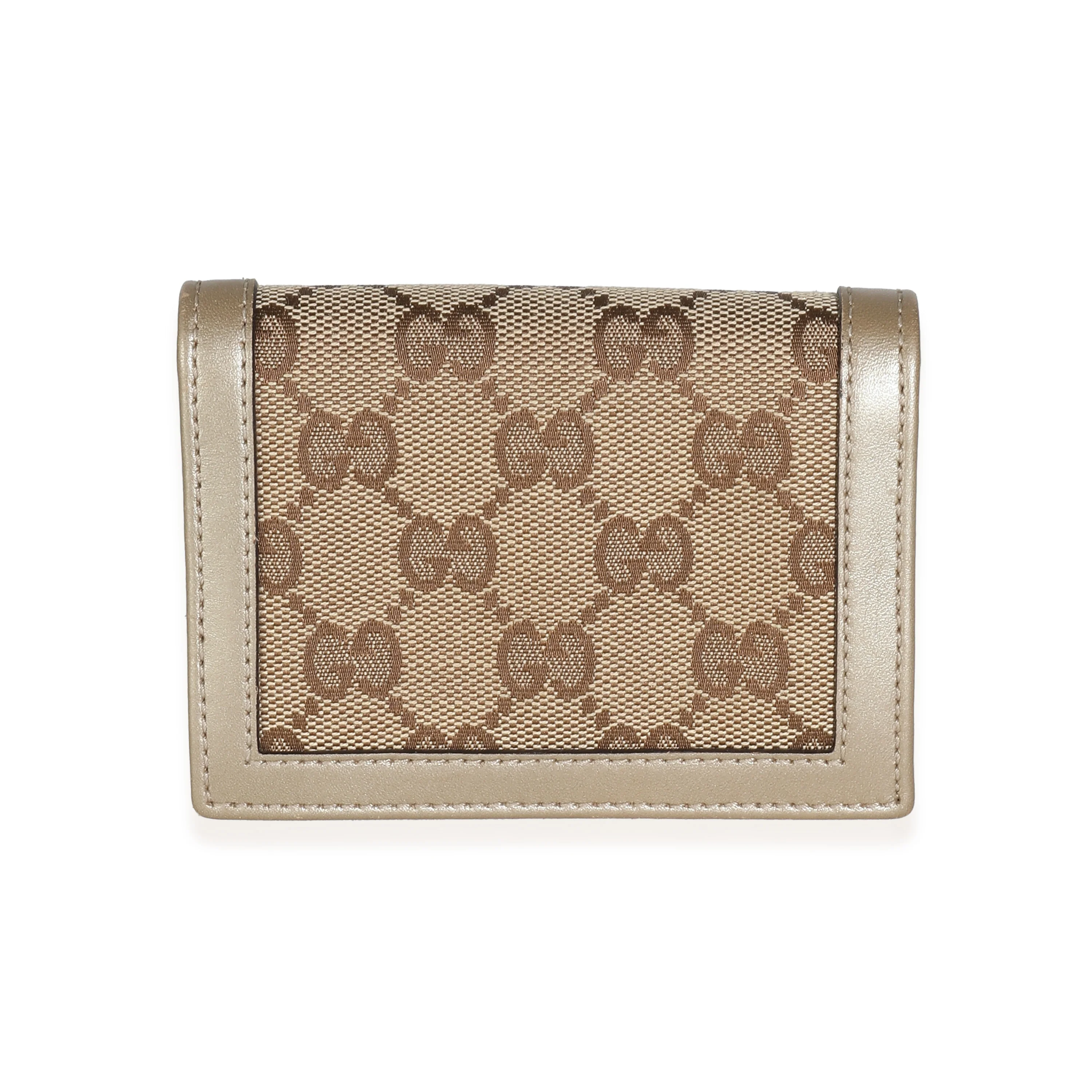 Gucci Gold Beige GG Canvas Sukey Card Case - Image 4