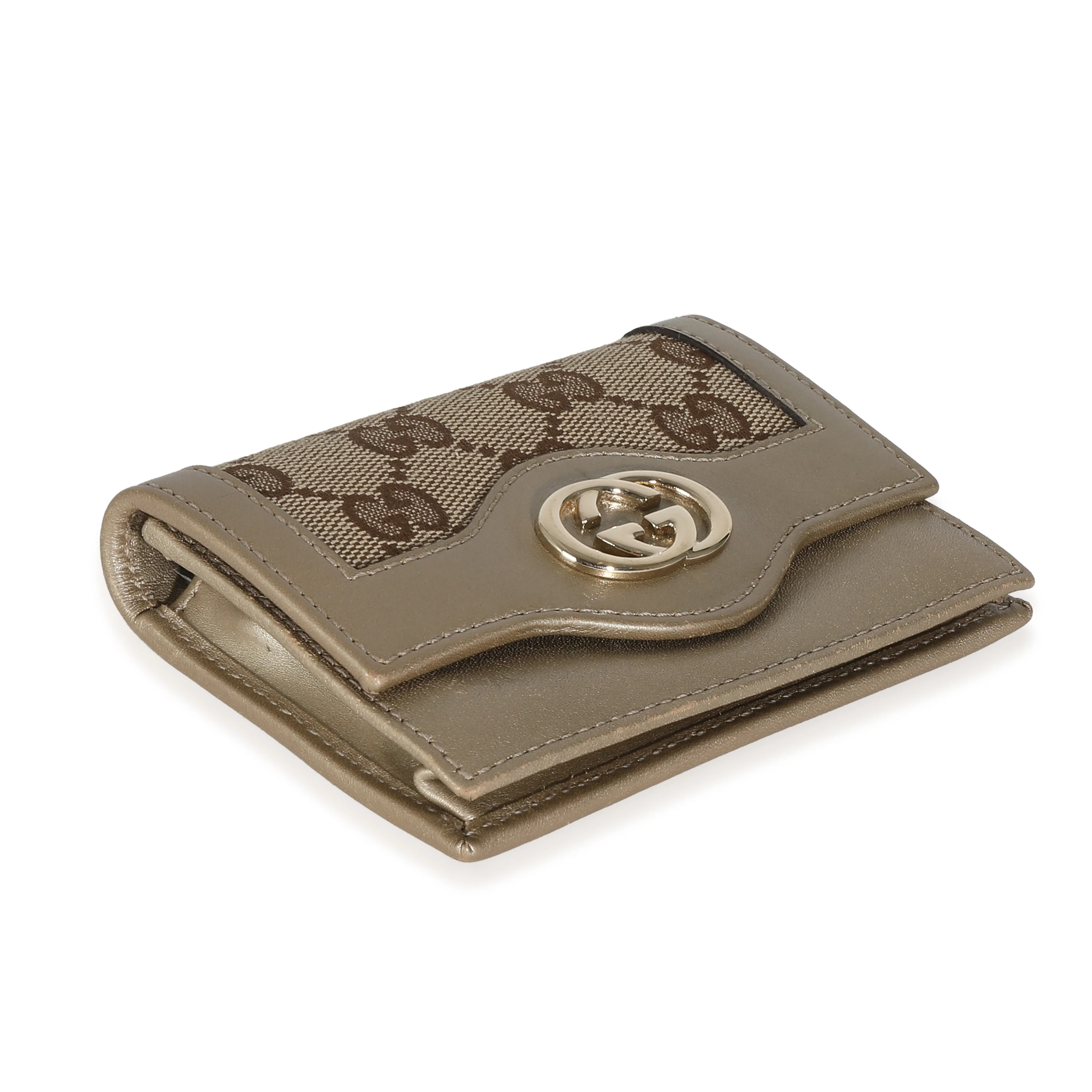 Gucci Gold Beige GG Canvas Sukey Card Case - Image 7