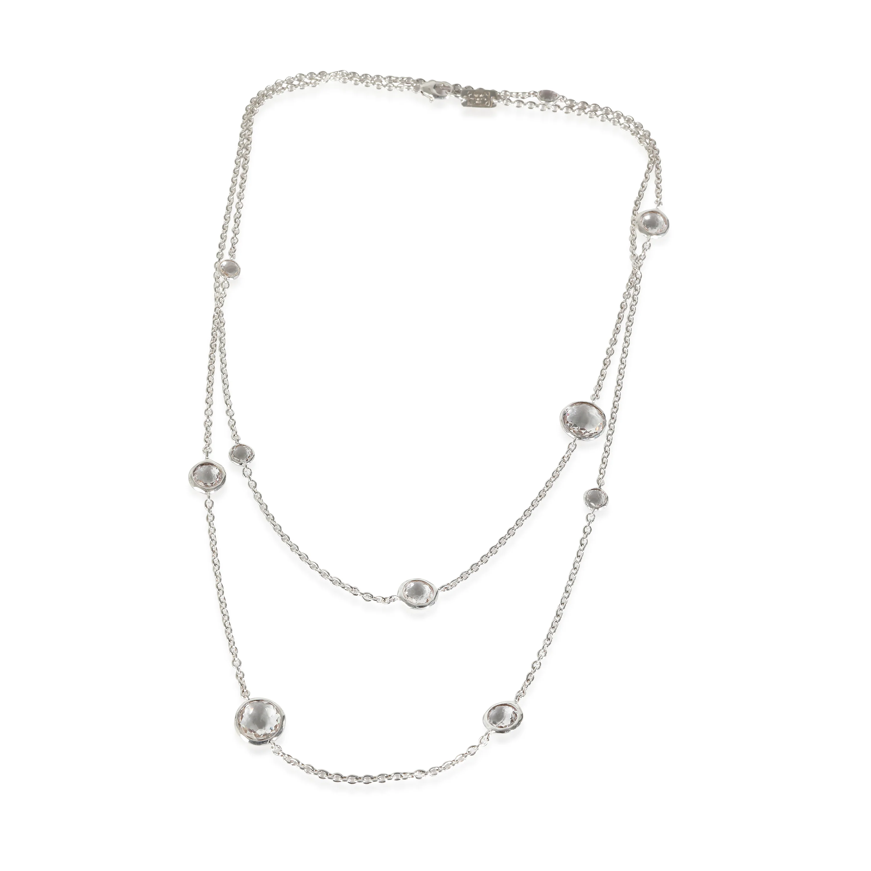 Rock Candy Clear Quartz 10 Station Long Necklace in Sterling Silver - Image 2