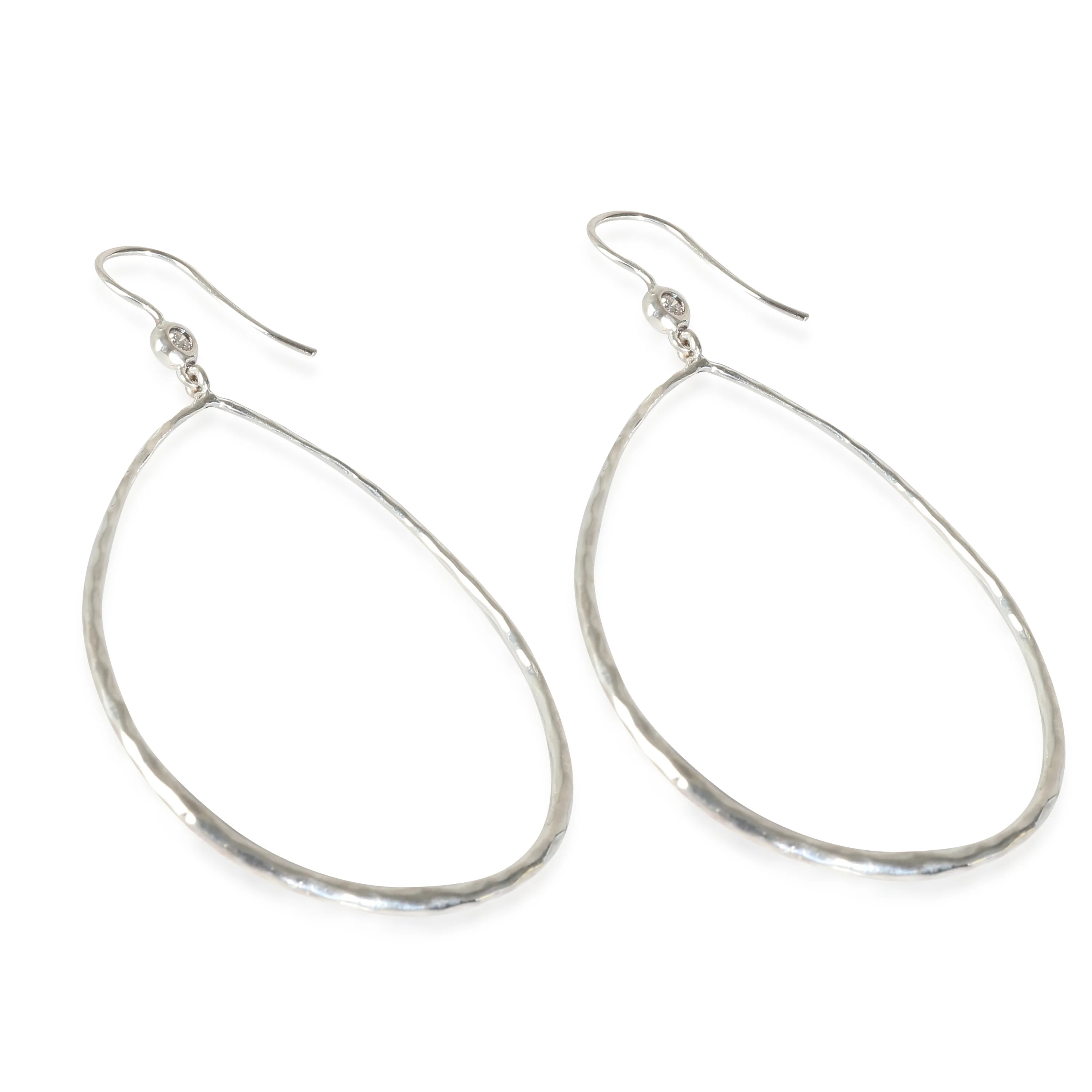 ppolita Classico Hammered Teardrop Earrings with Diamonds in Sterling Silver - Image 4