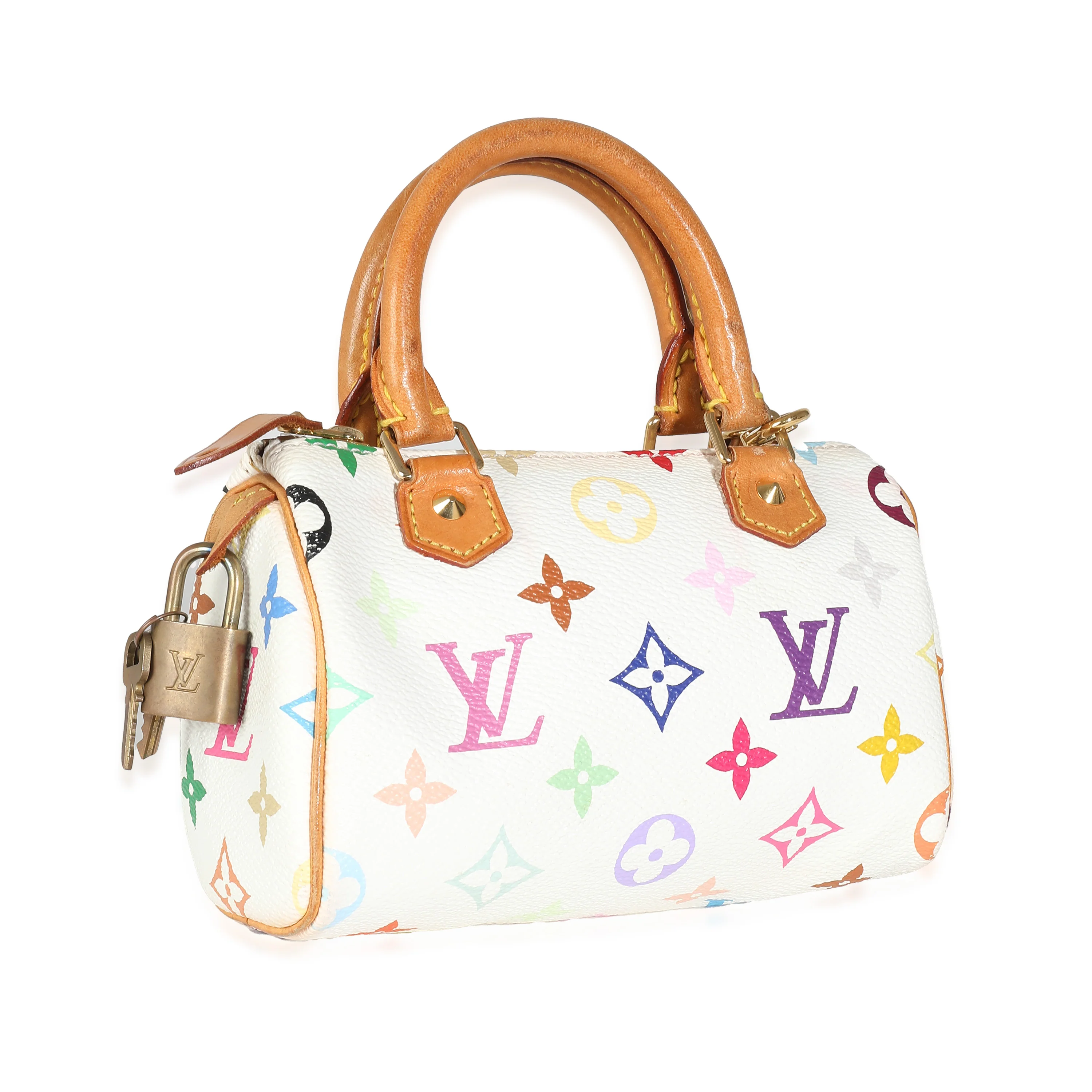 Louis Vuitton x Takashi Murakami White Multicolor Monogram Canvas Nano Speedy - Image 4