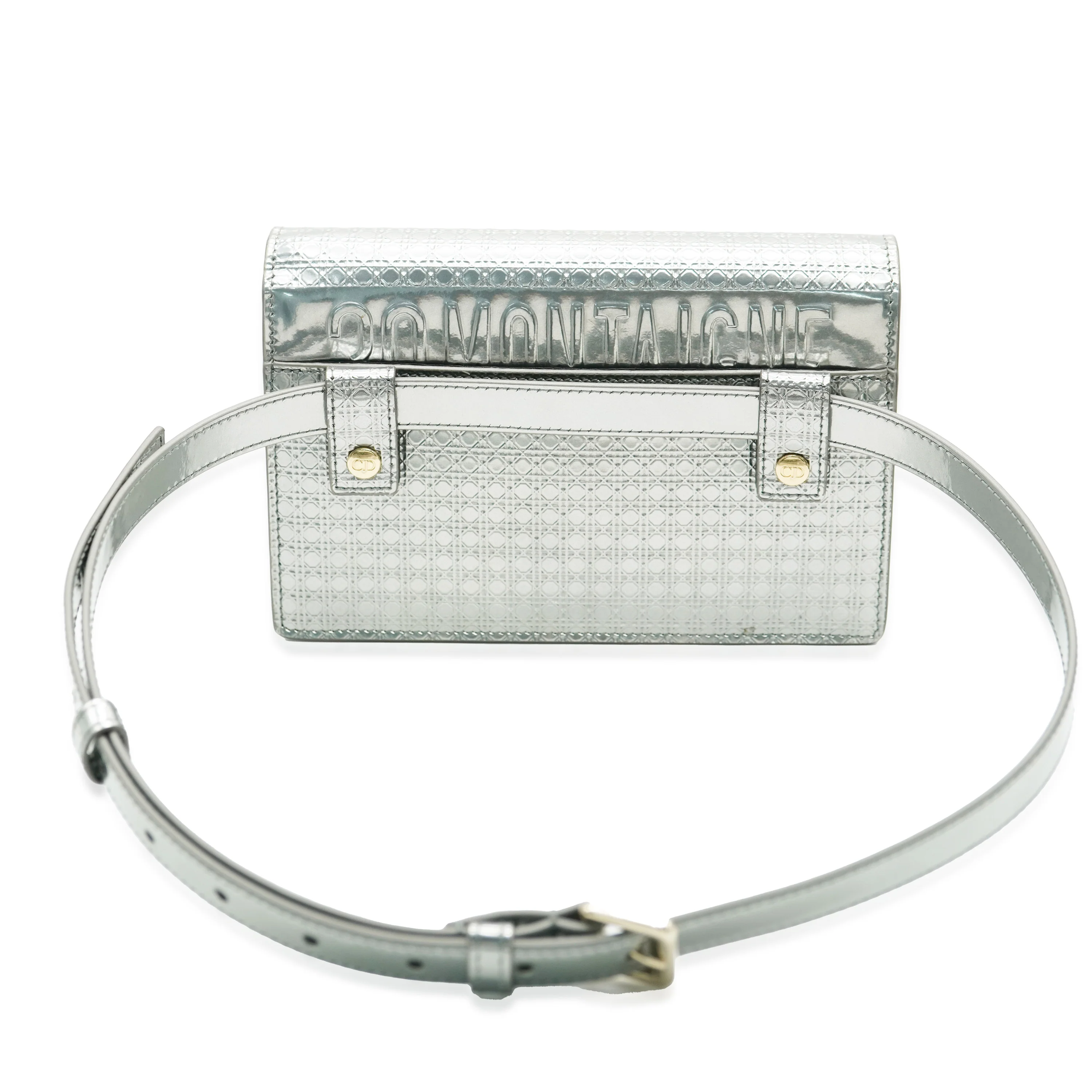 Silver Metallic Patent Micro Cannage 30 Montaigne 2 in 1 Pouch - Image 3