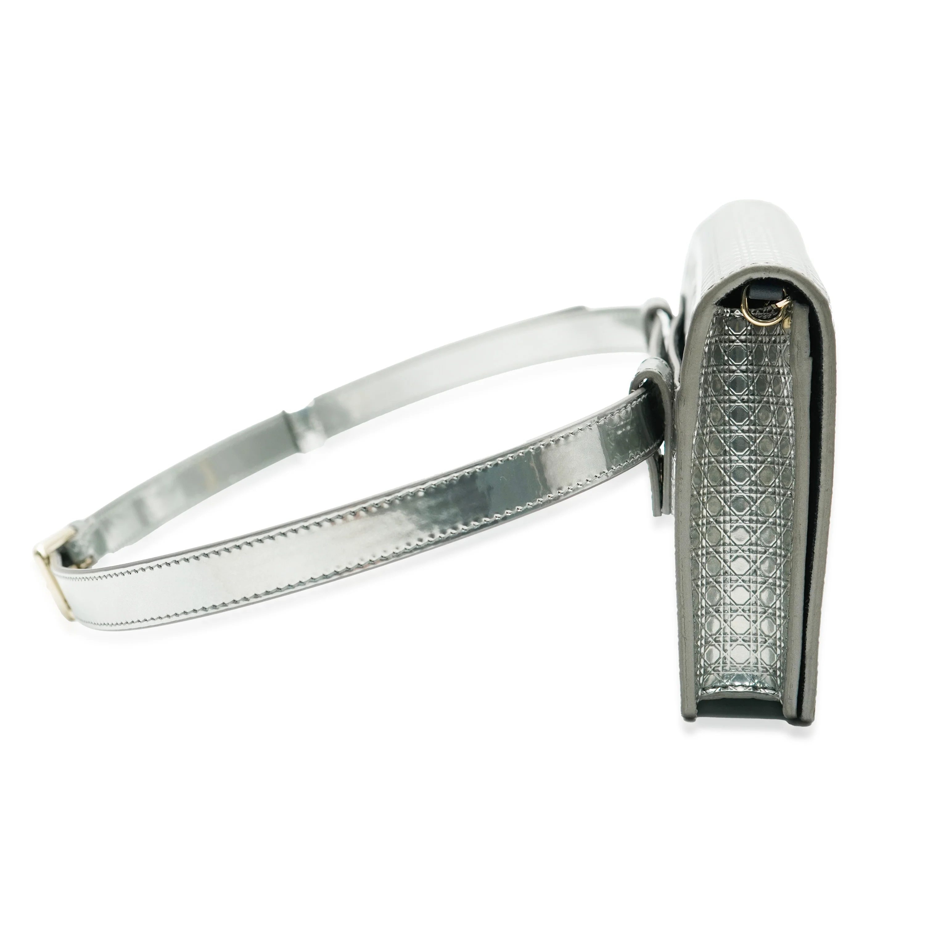 Silver Metallic Patent Micro Cannage 30 Montaigne 2 in 1 Pouch - Image 5