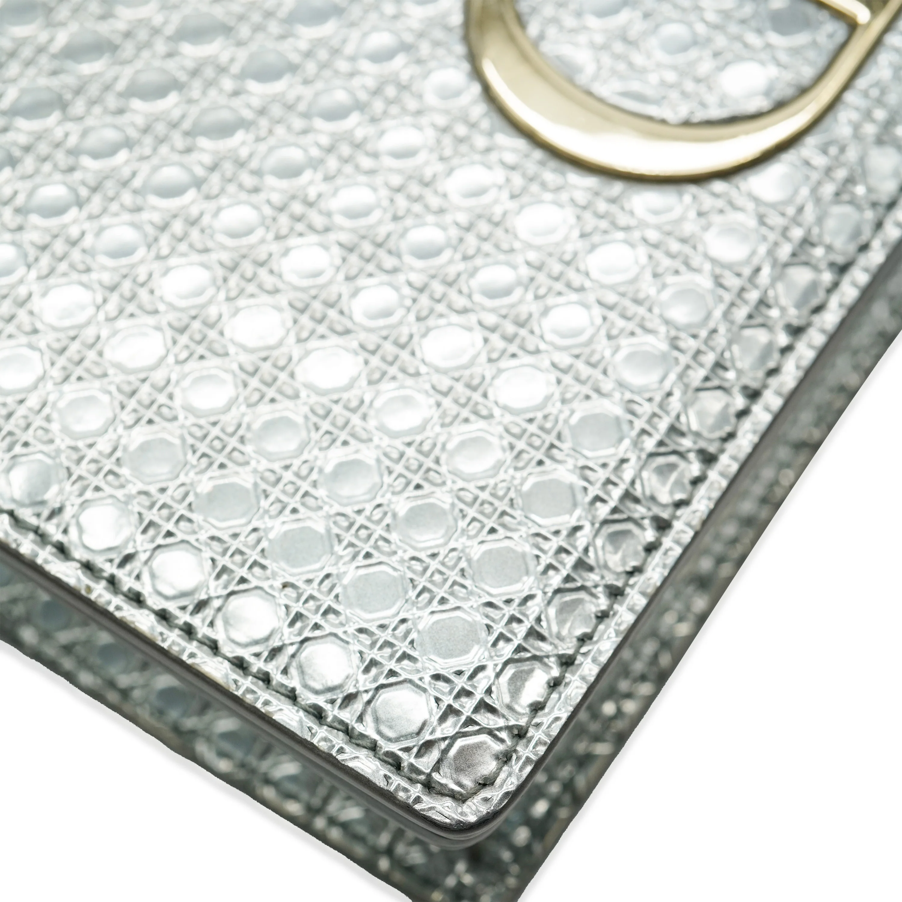 Silver Metallic Patent Micro Cannage 30 Montaigne 2 in 1 Pouch - Image 6