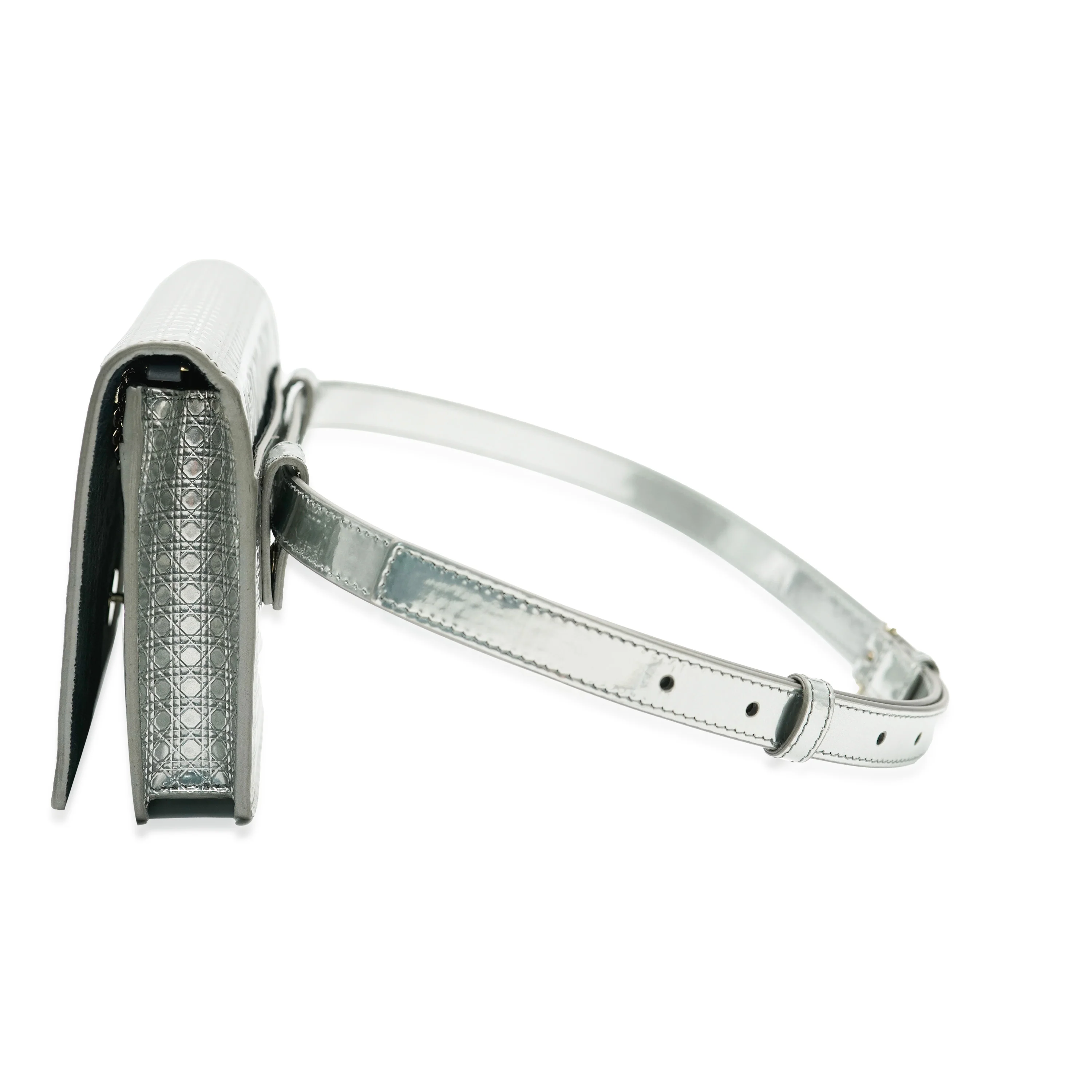 Silver Metallic Patent Micro Cannage 30 Montaigne 2 in 1 Pouch - Image 8