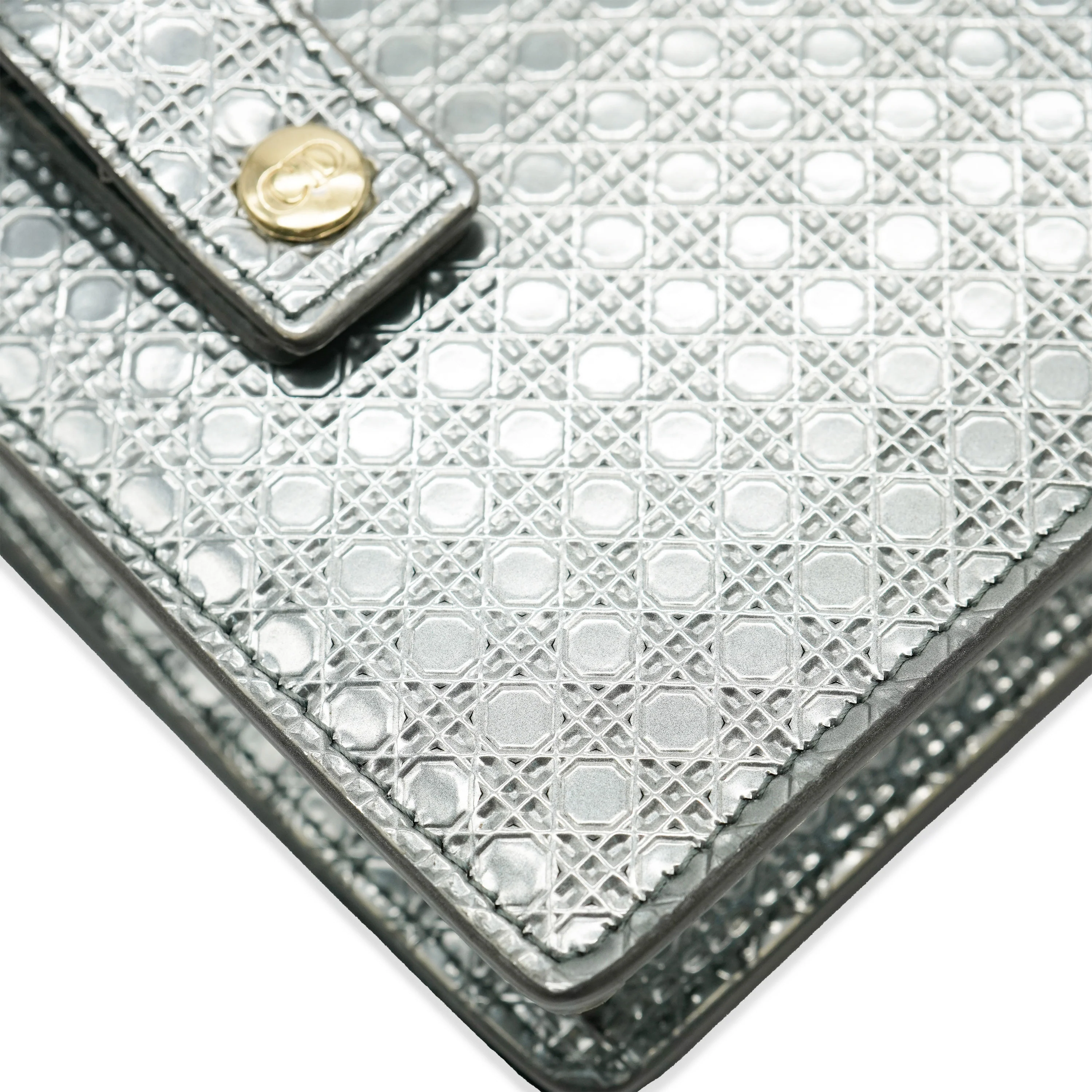 Silver Metallic Patent Micro Cannage 30 Montaigne 2 in 1 Pouch - Image 9