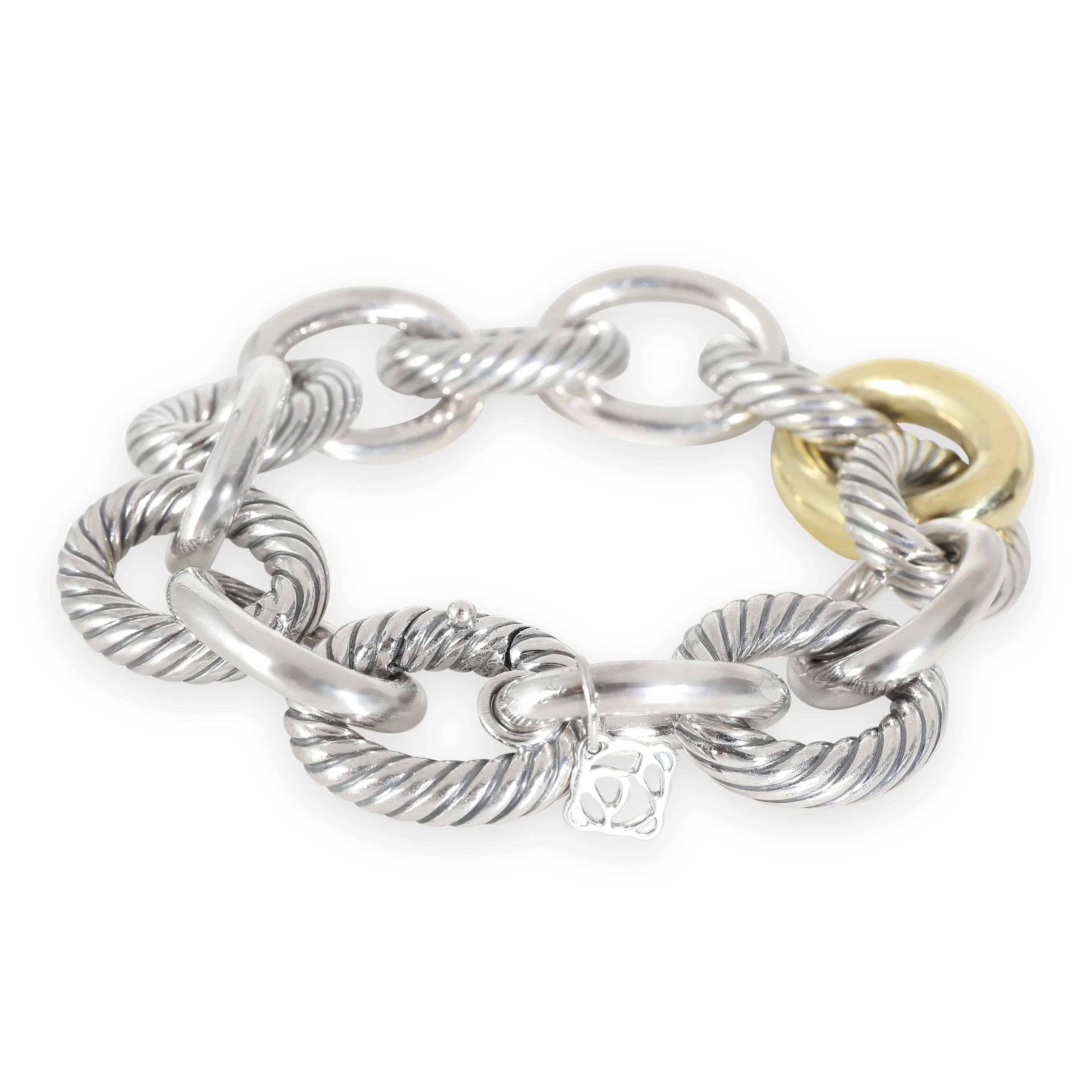 Oval Bracelet in 18K Yellow Gold/Sterling Silver - Image 2