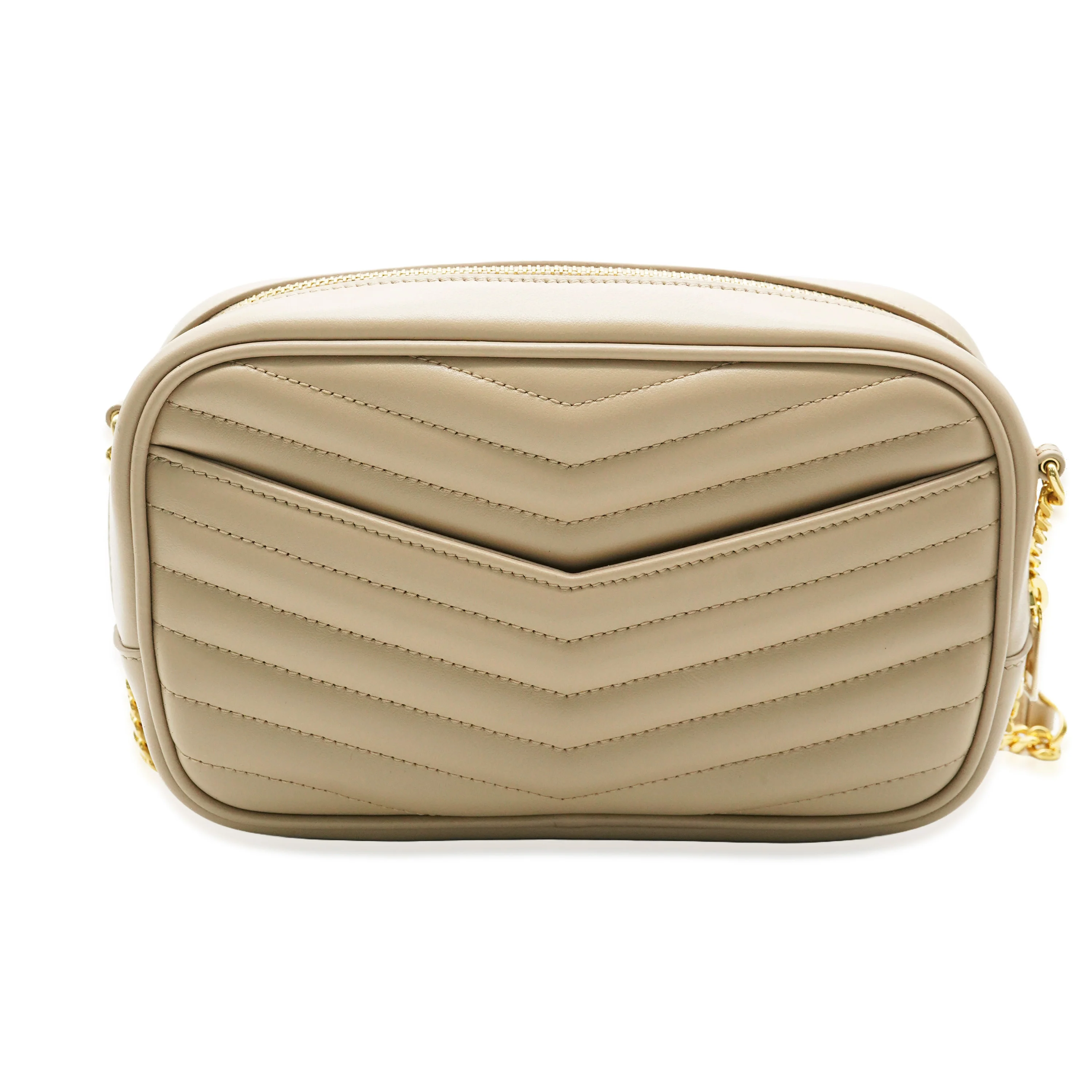 Beige Chevron Calfskin Mini Lou Camera Bag - Image 4