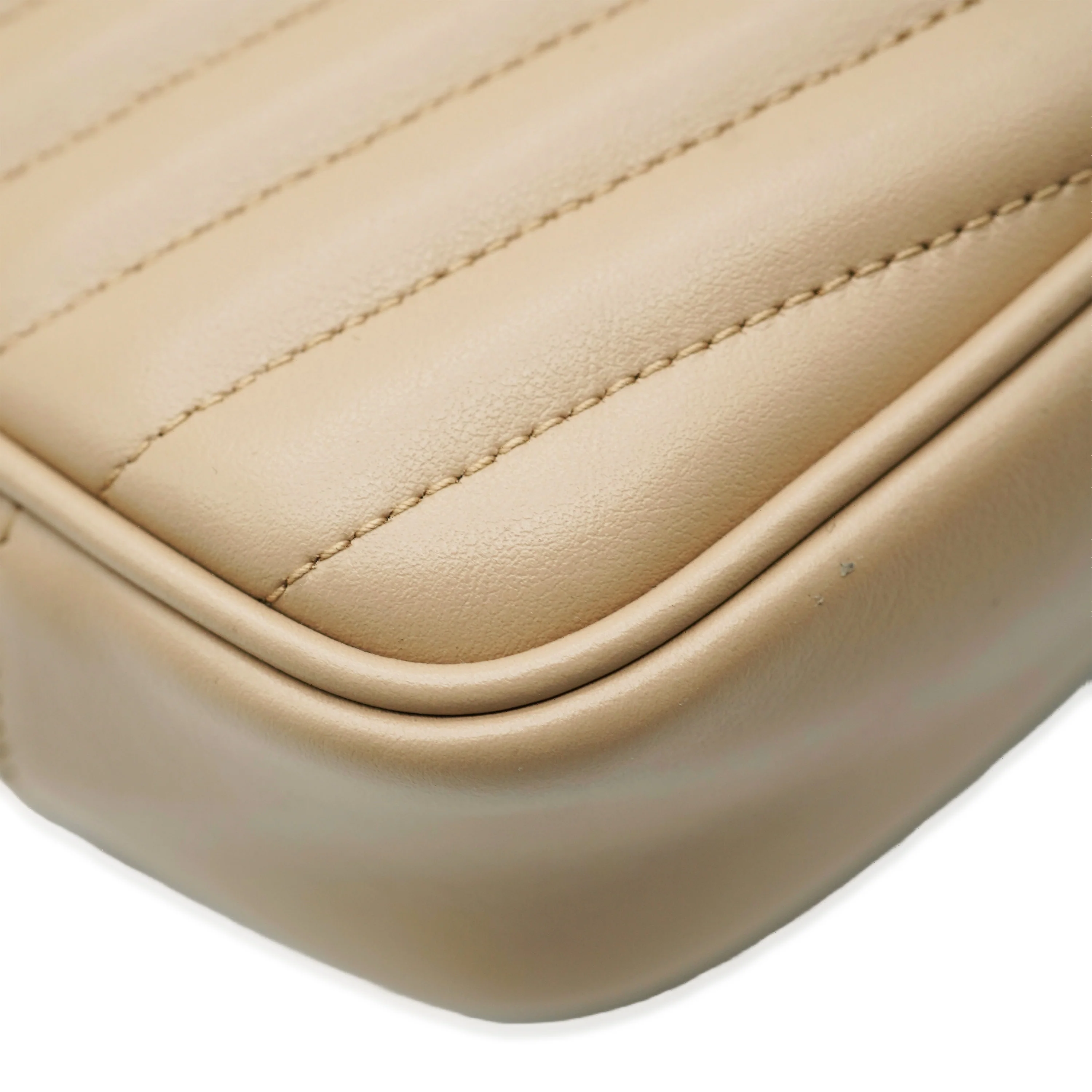 Beige Chevron Calfskin Mini Lou Camera Bag - Image 7