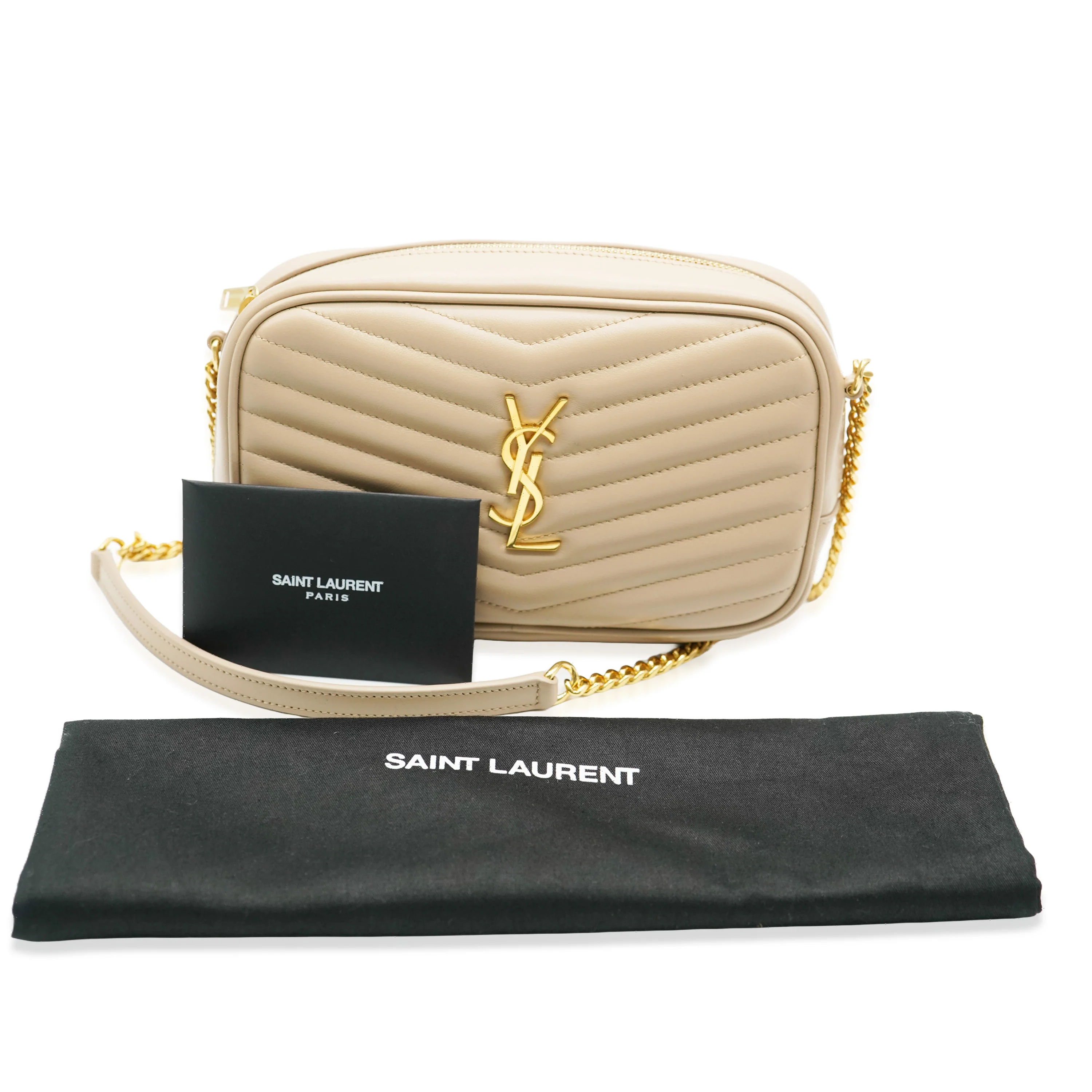 Beige Chevron Calfskin Mini Lou Camera Bag - Image 9