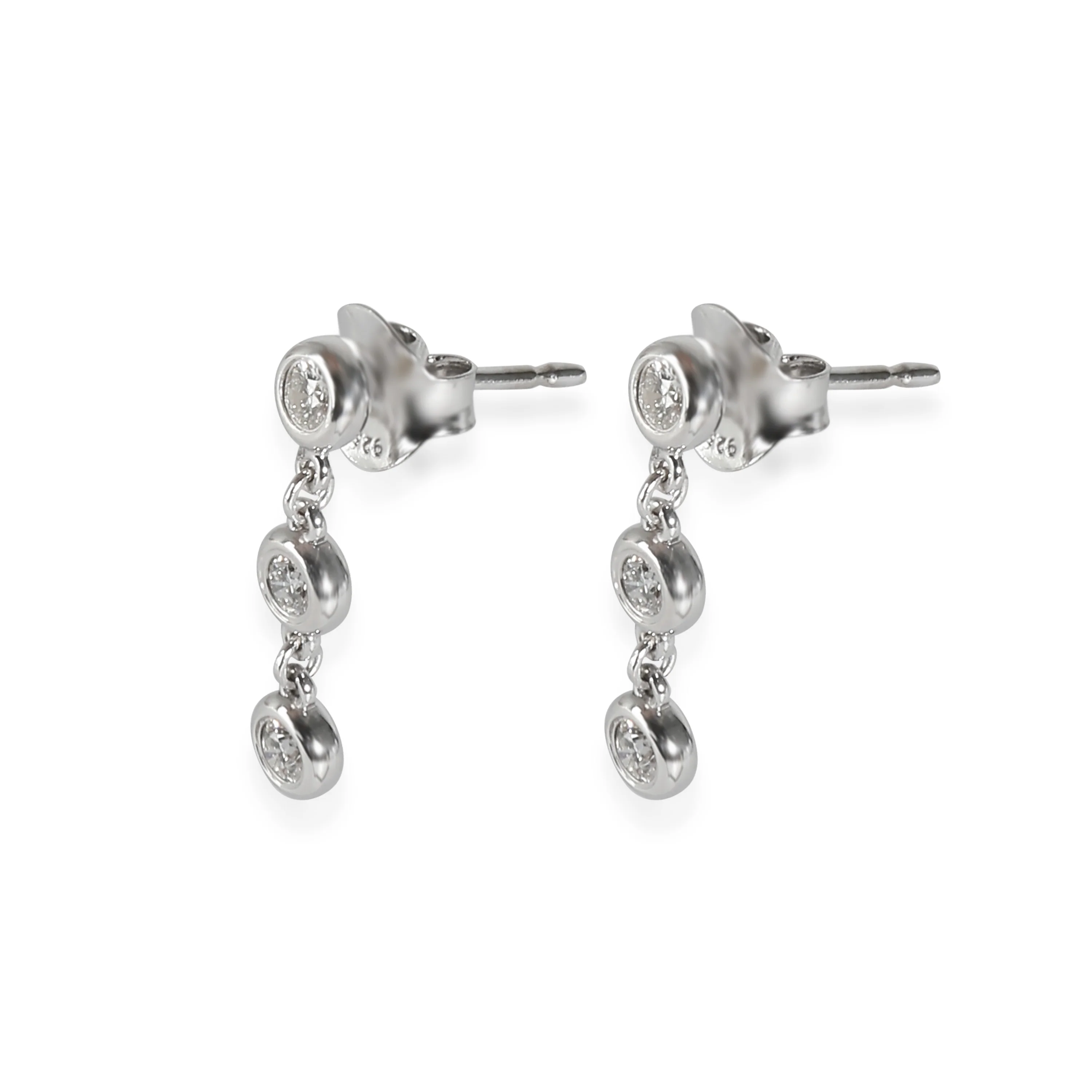 Elsa Peretti Diamond By The Yard Drop Earrings in Silver 0.3 CTW - Image 2