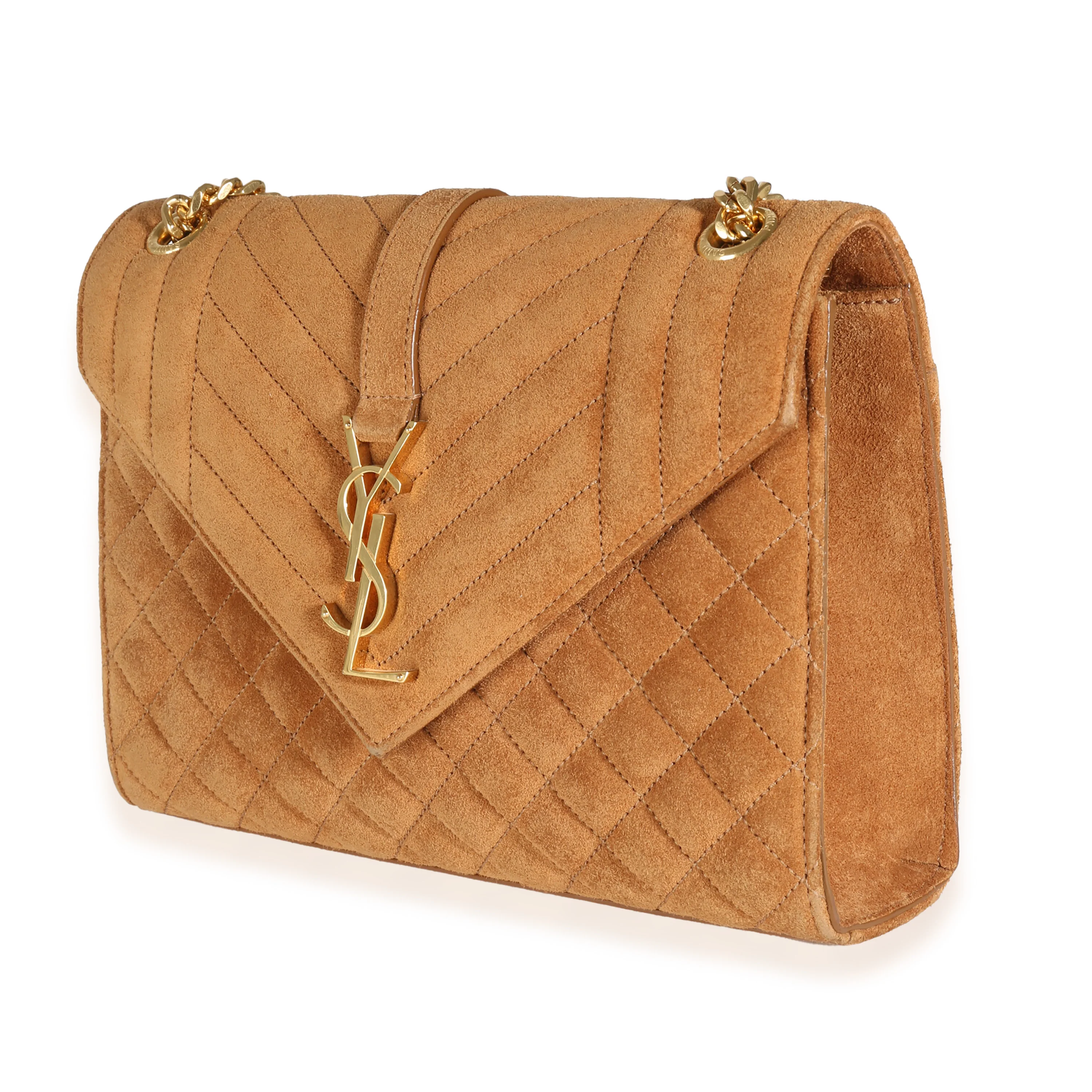 Tan Suede Mixed Triquilt Medium Monogram Envelope Flap Bag - Image 2