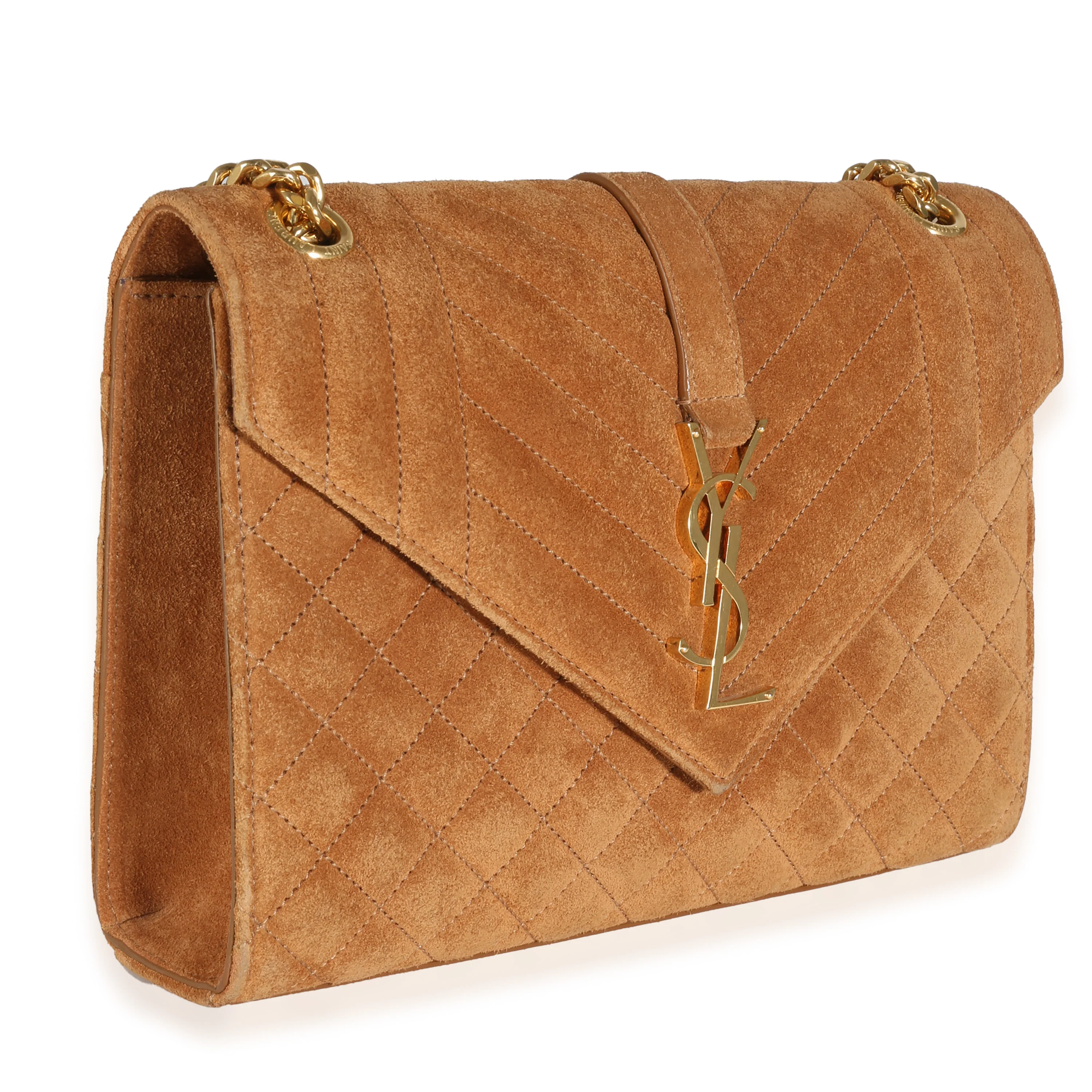 Tan Suede Mixed Triquilt Medium Monogram Envelope Flap Bag - Image 3