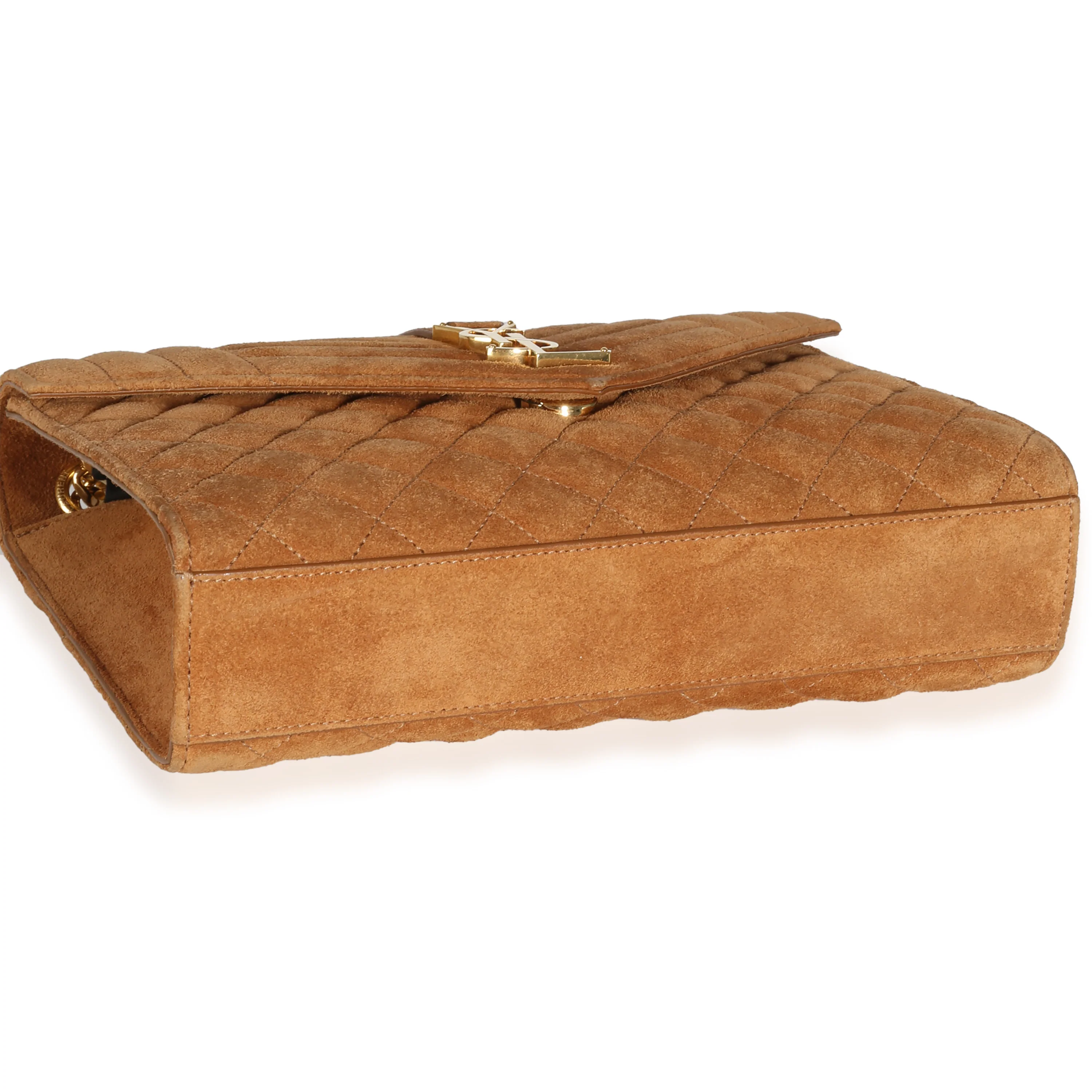 Tan Suede Mixed Triquilt Medium Monogram Envelope Flap Bag - Image 6