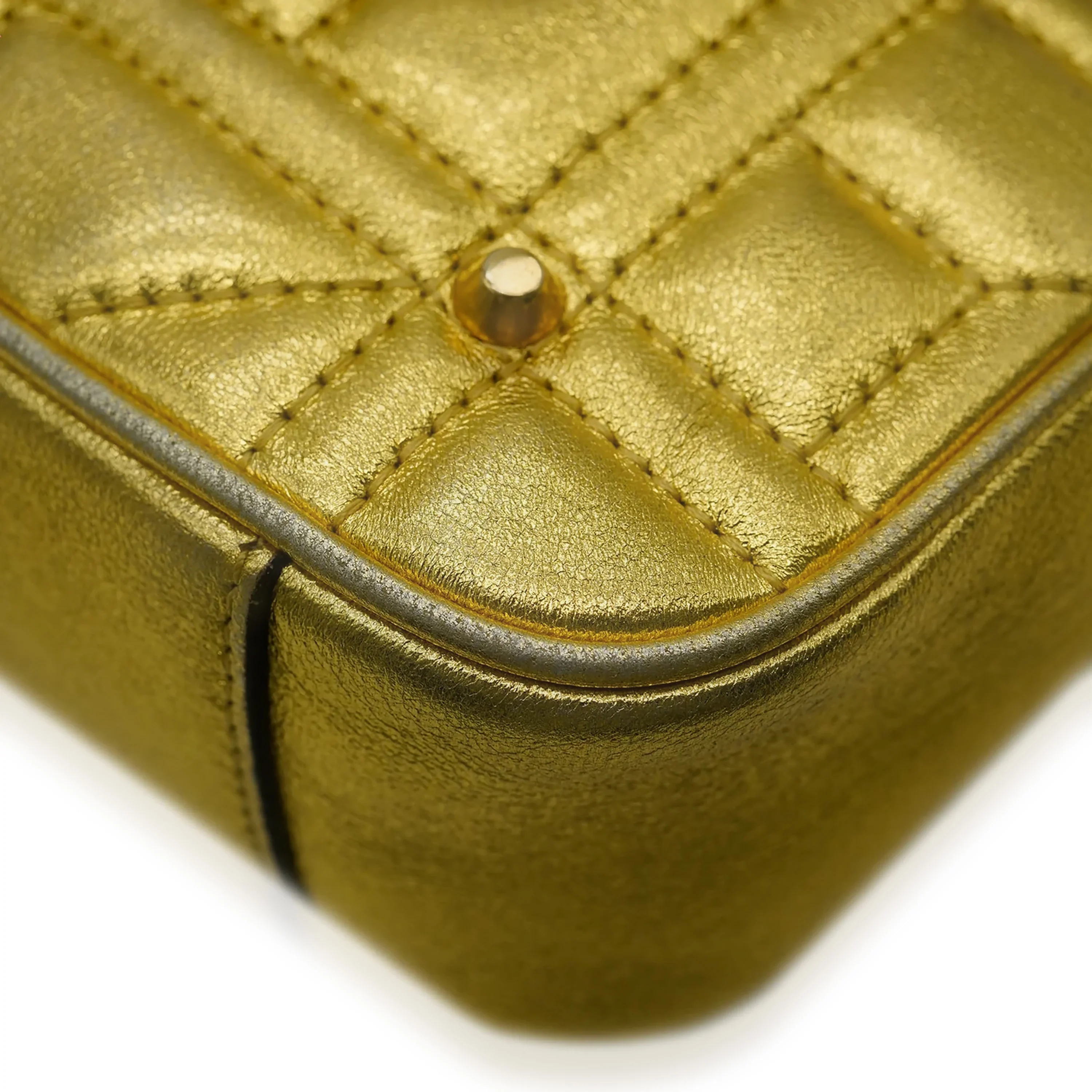 Metallic Gold Calfskin Studded Pearly GG Marmont Bag - Image 7