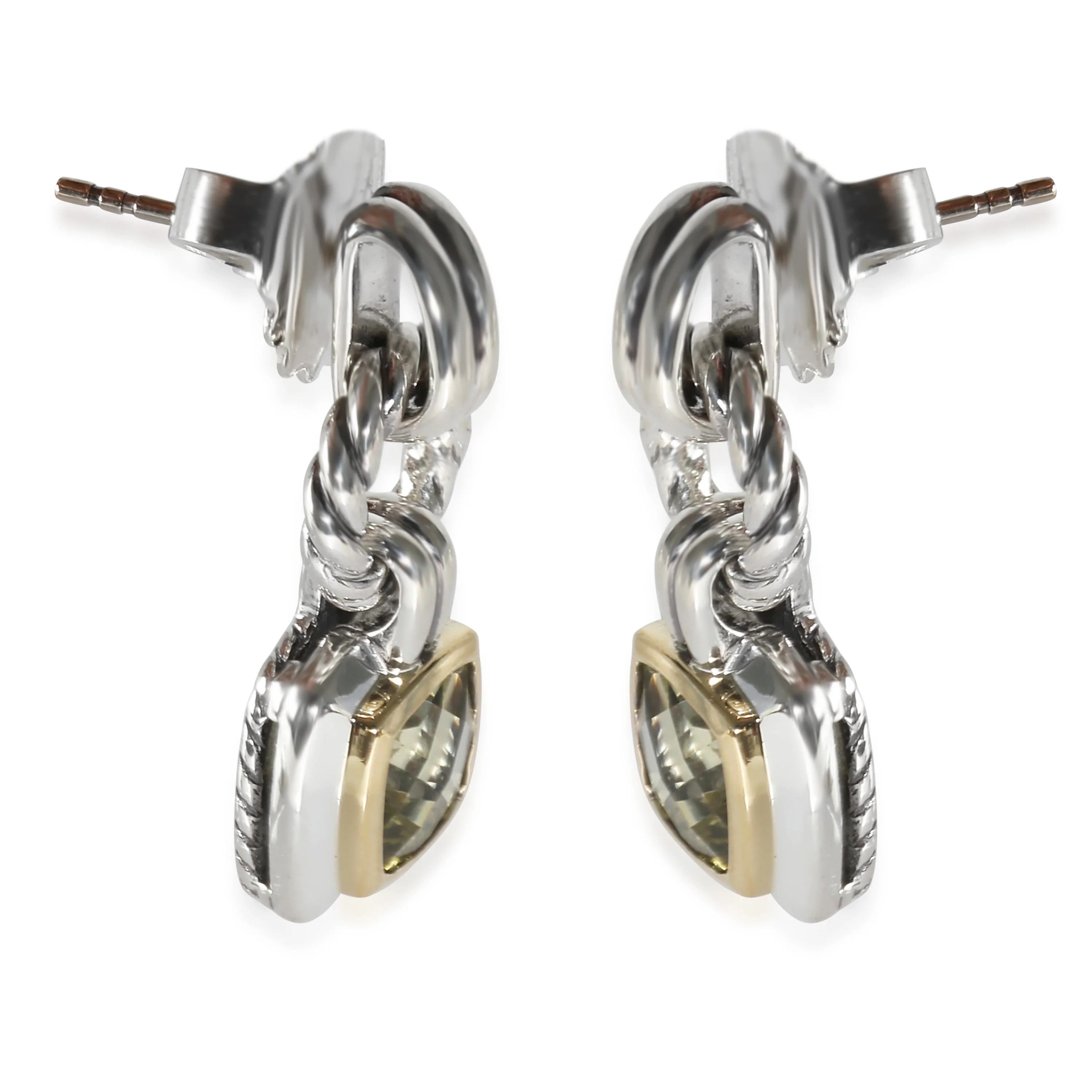 Albion Peridot Earring in 18k Yellow Gold/Sterling Silver - Image 2