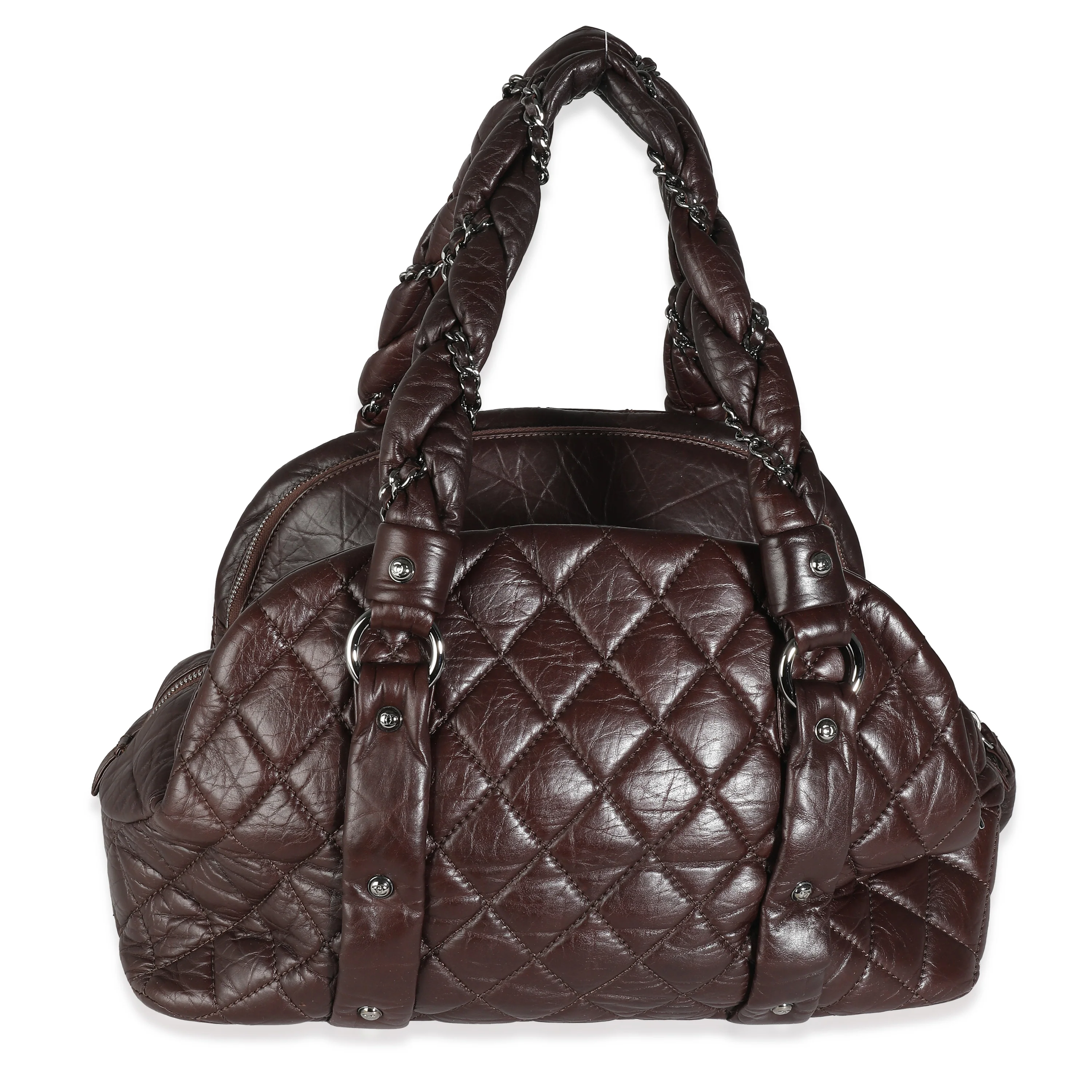 Brown Aged Calfskin Lady Braid Bowler - Image 4