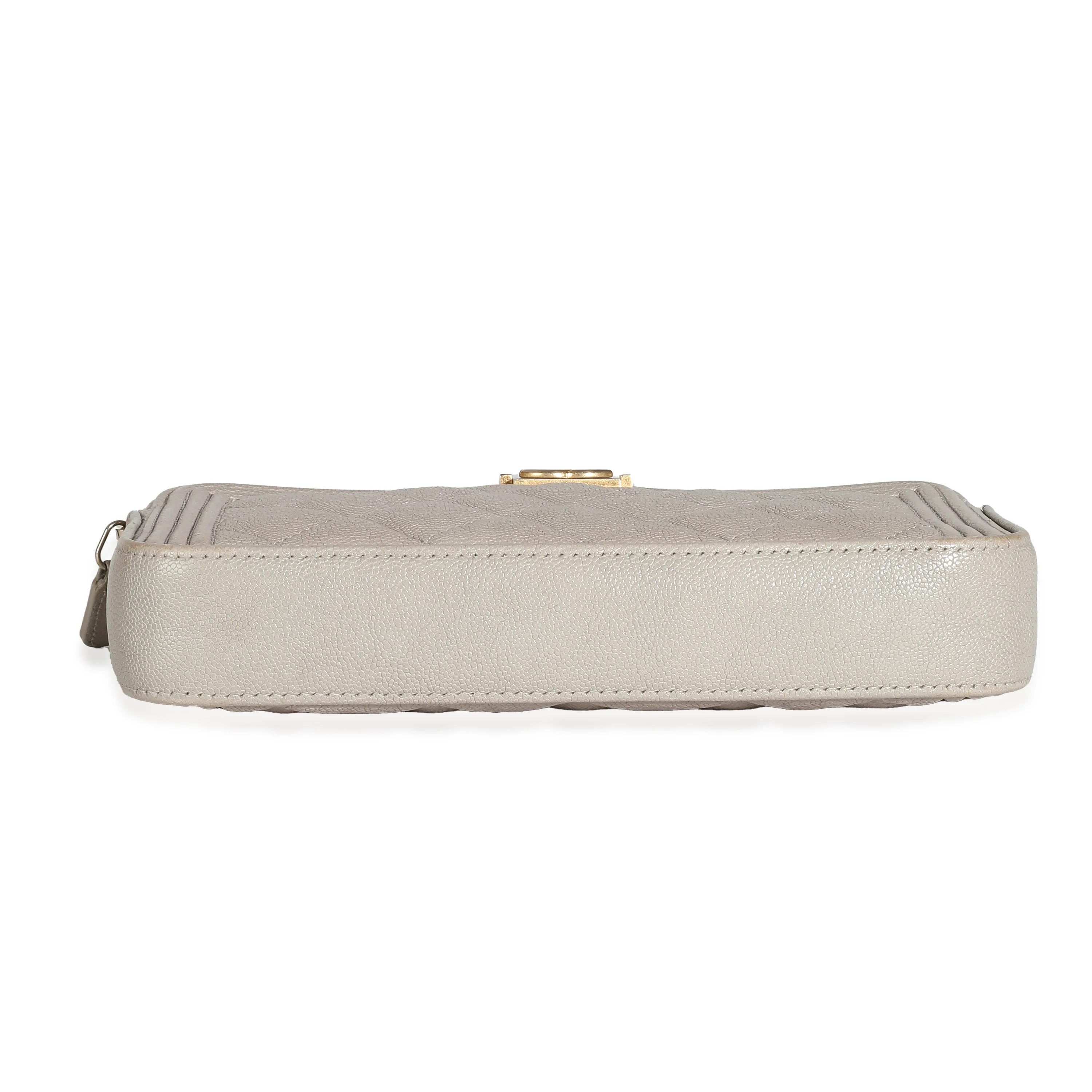 Chanel Grey Quilted Caviar Boy Clutch With Chain - Image 7