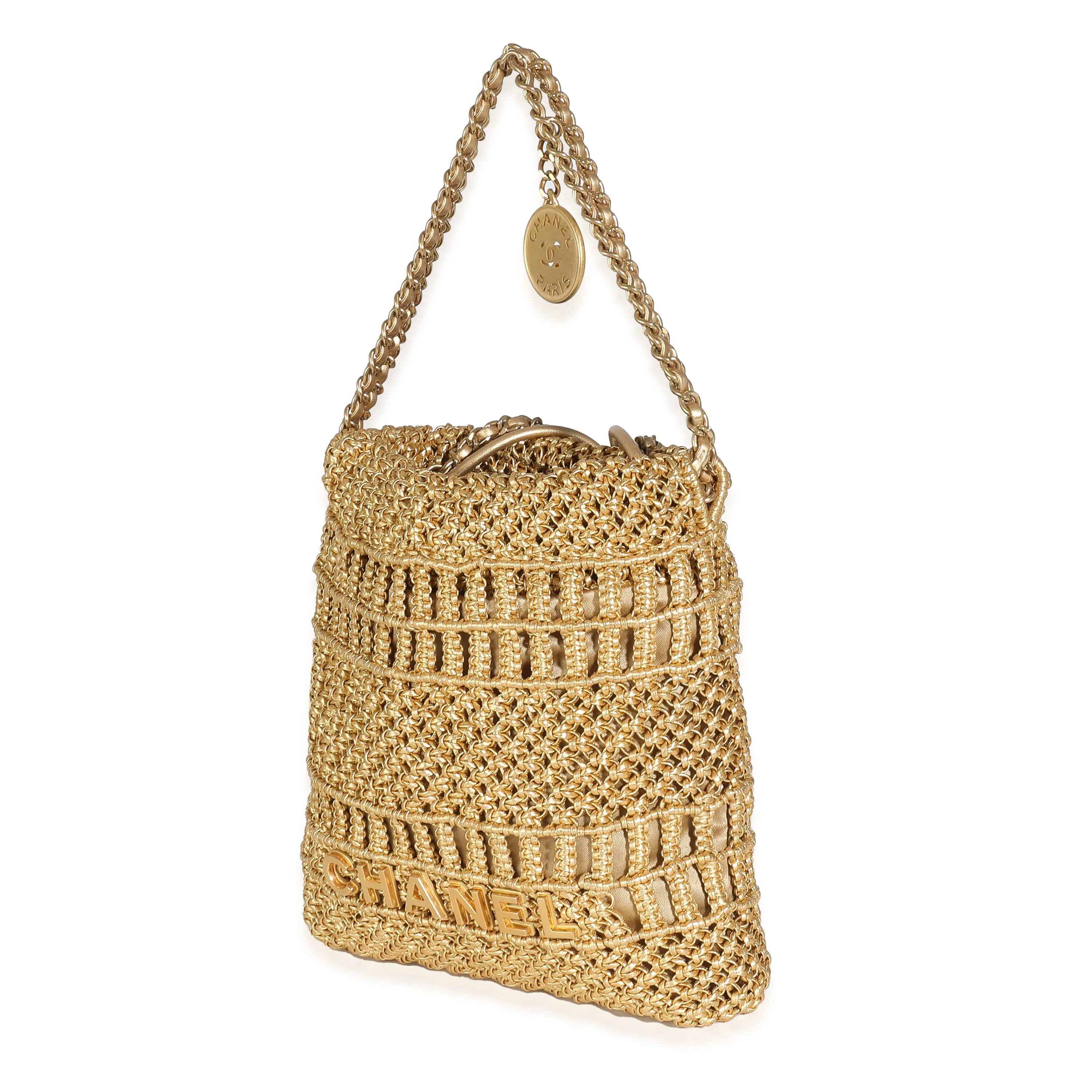 Chanel Métiers dart Gold Macrame Calfskin Mini Chanel 22 Hobo - Image 2
