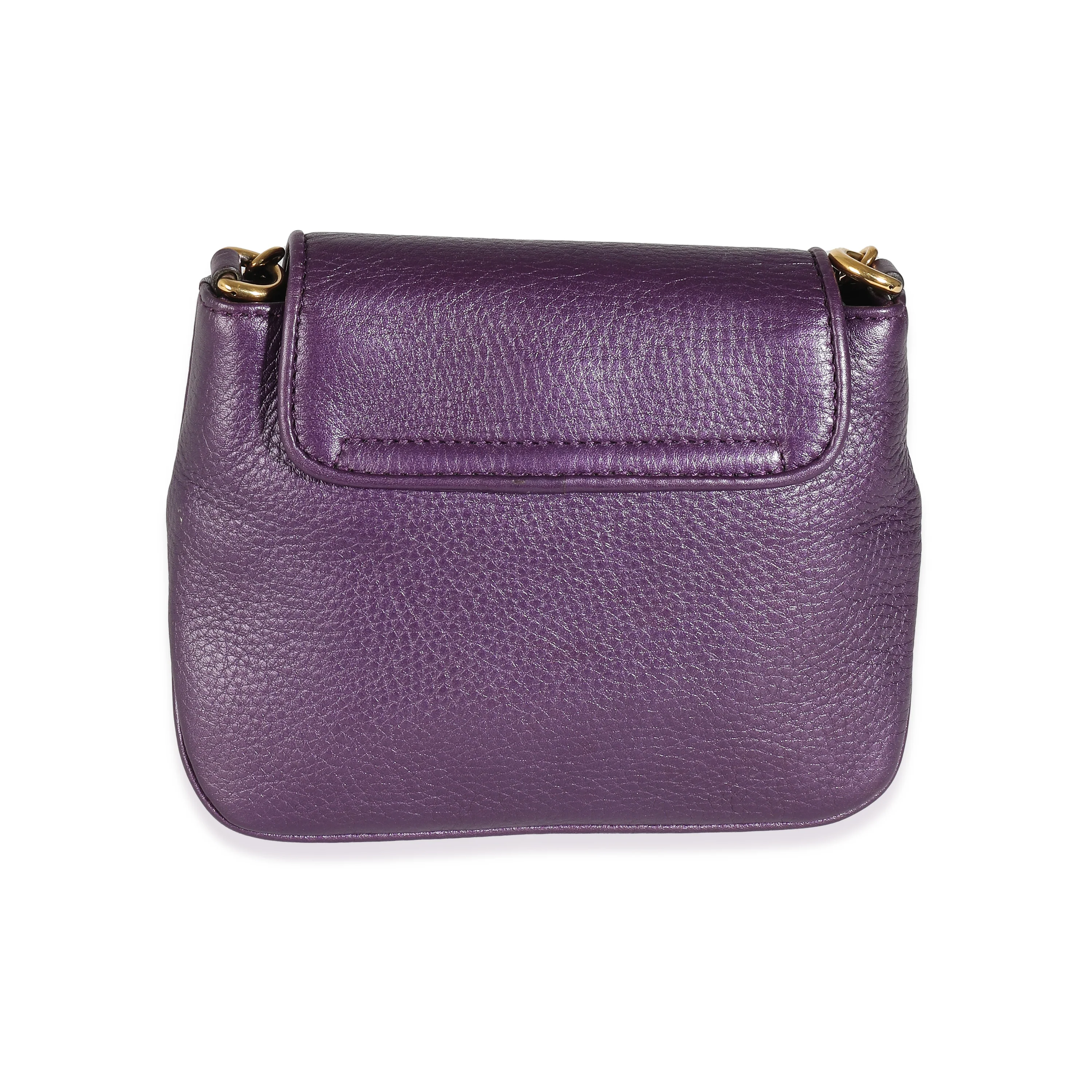 Metallic Purple Pebbled Leather Small 1973 Chain Shoulder Bag - Image 5
